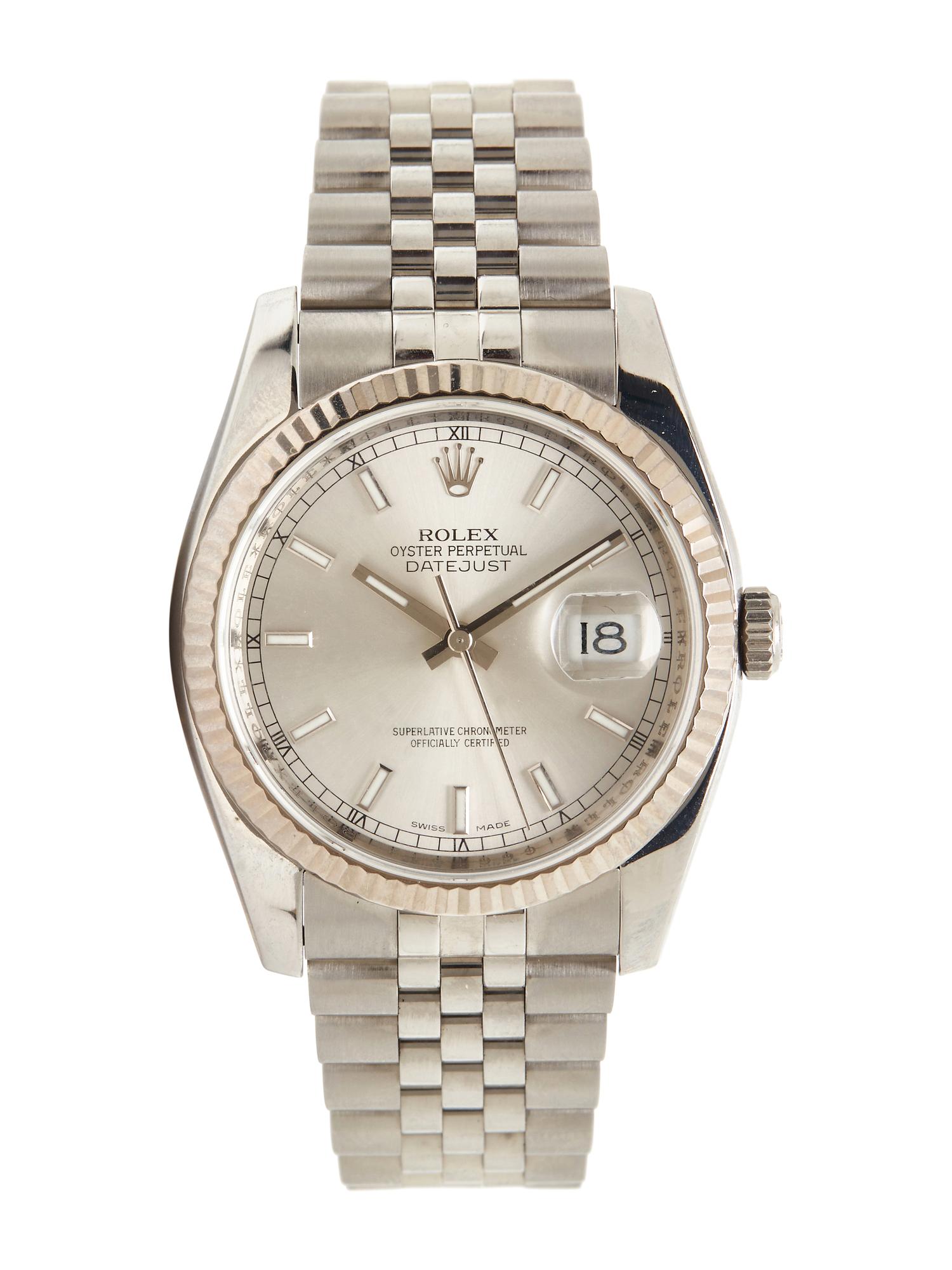 ROLEX, REF. 116234 STAINLESS STEEL AND WHITE GOLD 'OYSTER PERPETUAL DATEJUST' WATCH