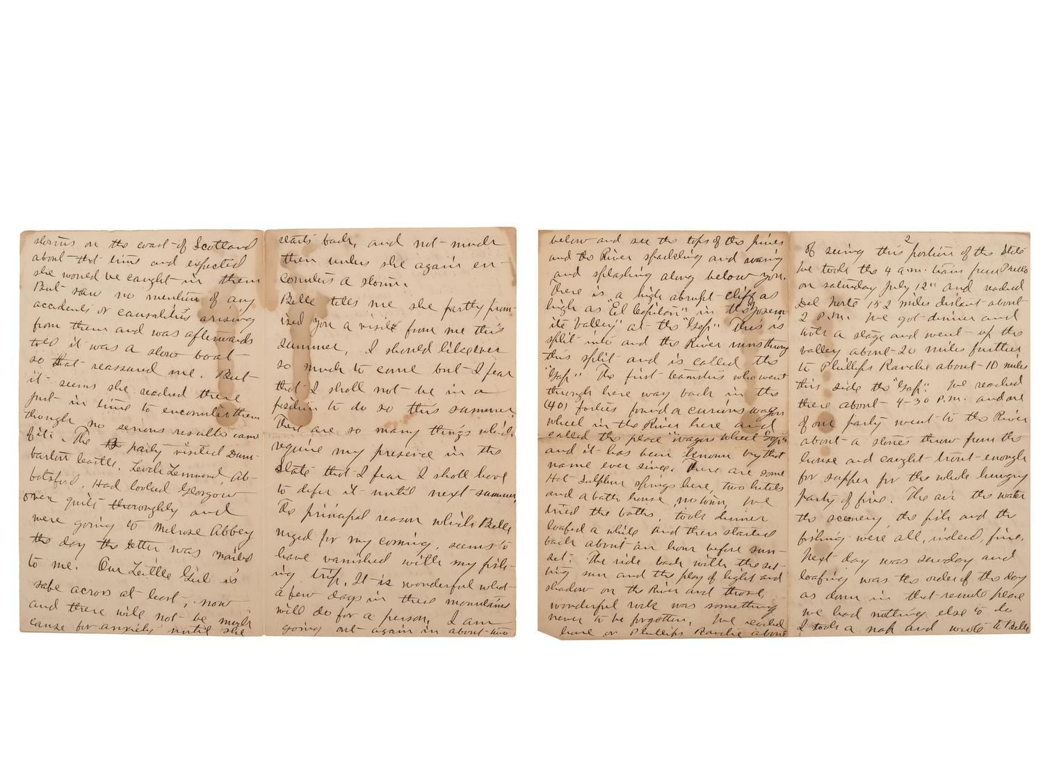 [WESTERN AMERICANA]. A group of western etchings, prints and photographs, and an 1890 manuscript letter detailing the incredible natural beauty of Wagon Wheel Gap, Colorado.