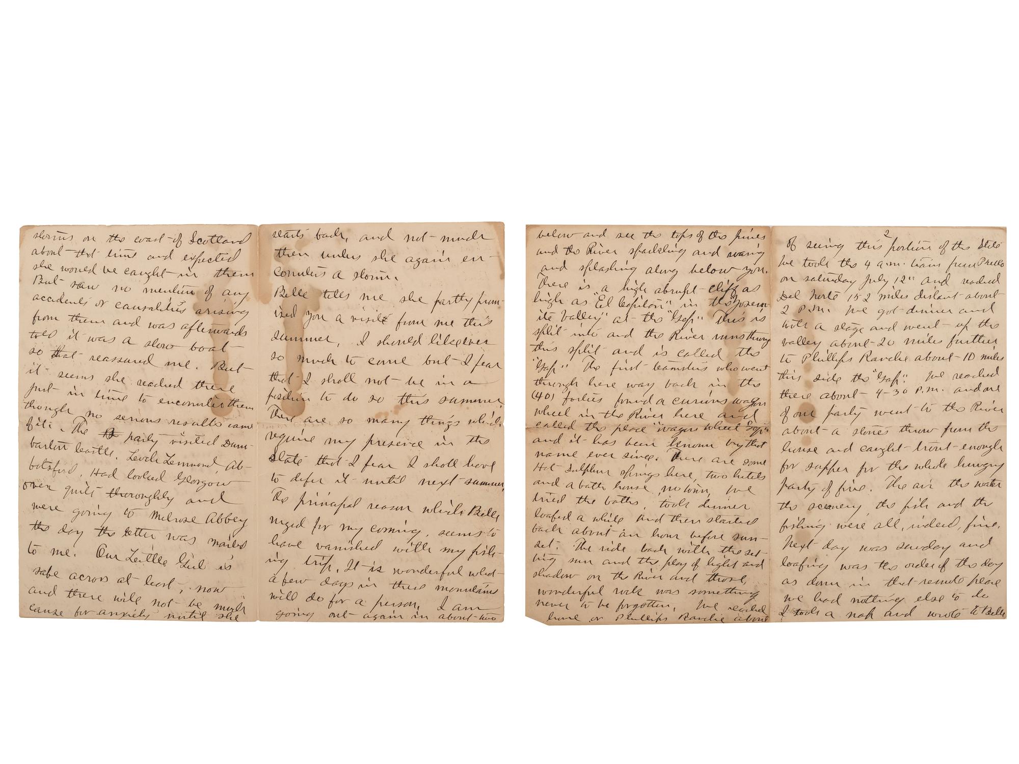 [WESTERN AMERICANA]. A group of western etchings, prints and photographs, and an 1890 manuscript letter detailing the incredible natural beauty of Wagon Wheel Gap, Colorado.