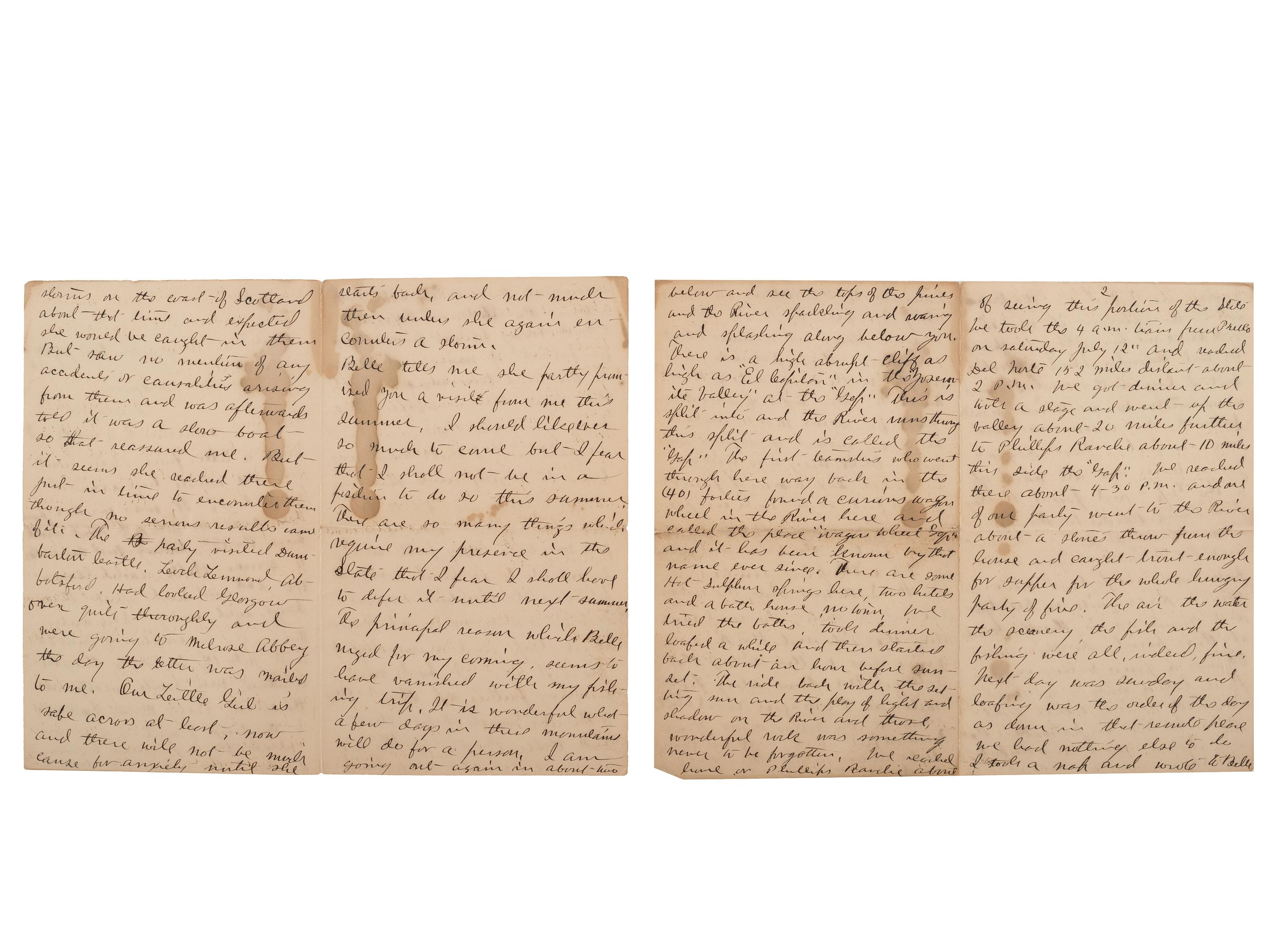 [WESTERN AMERICANA]. A group of western etchings, prints and photographs, and an 1890 manuscript letter detailing the incredible natural beauty of Wagon Wheel Gap, Colorado.