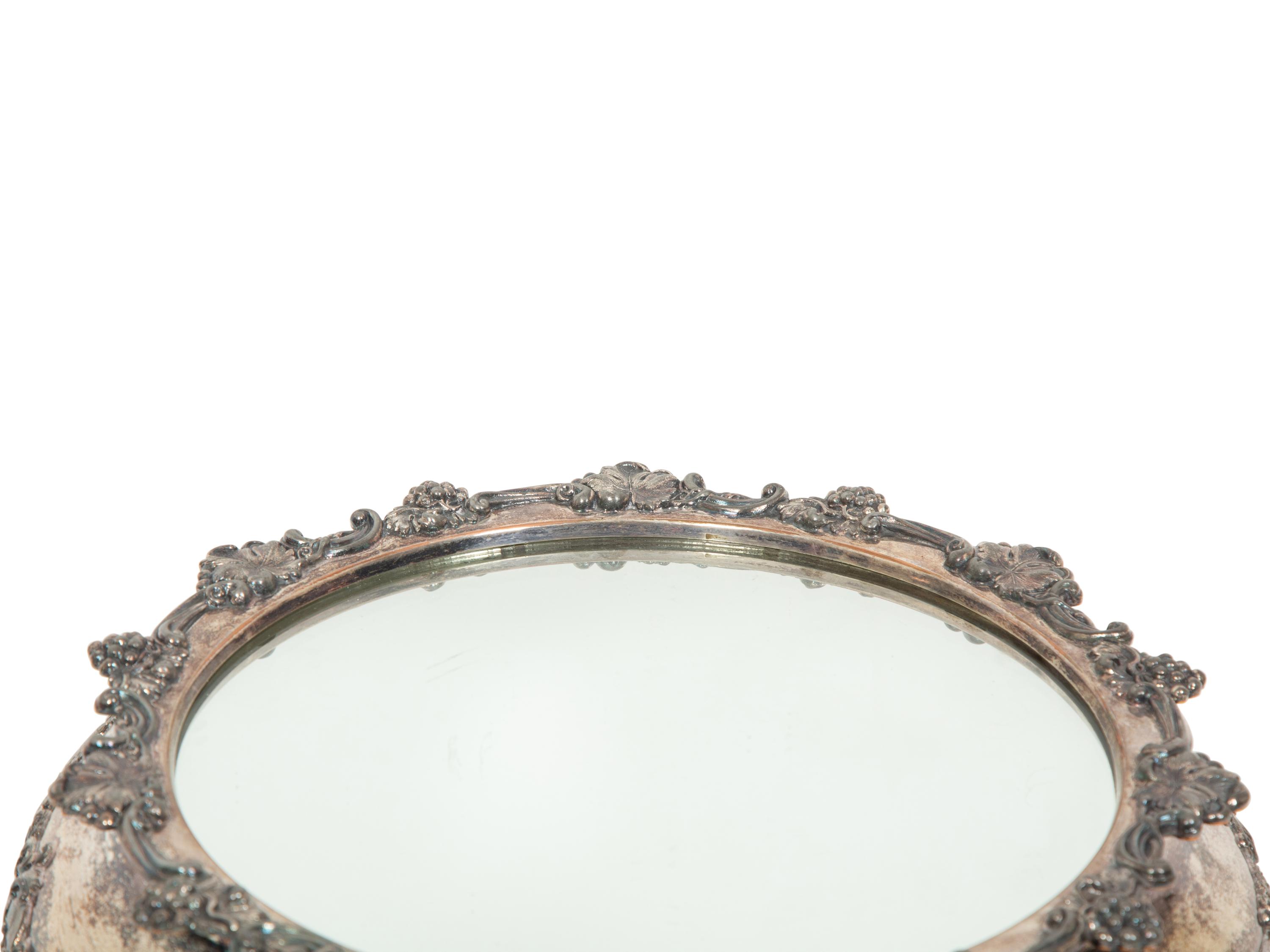 A Silver-Plate Mirrored Table Plateau