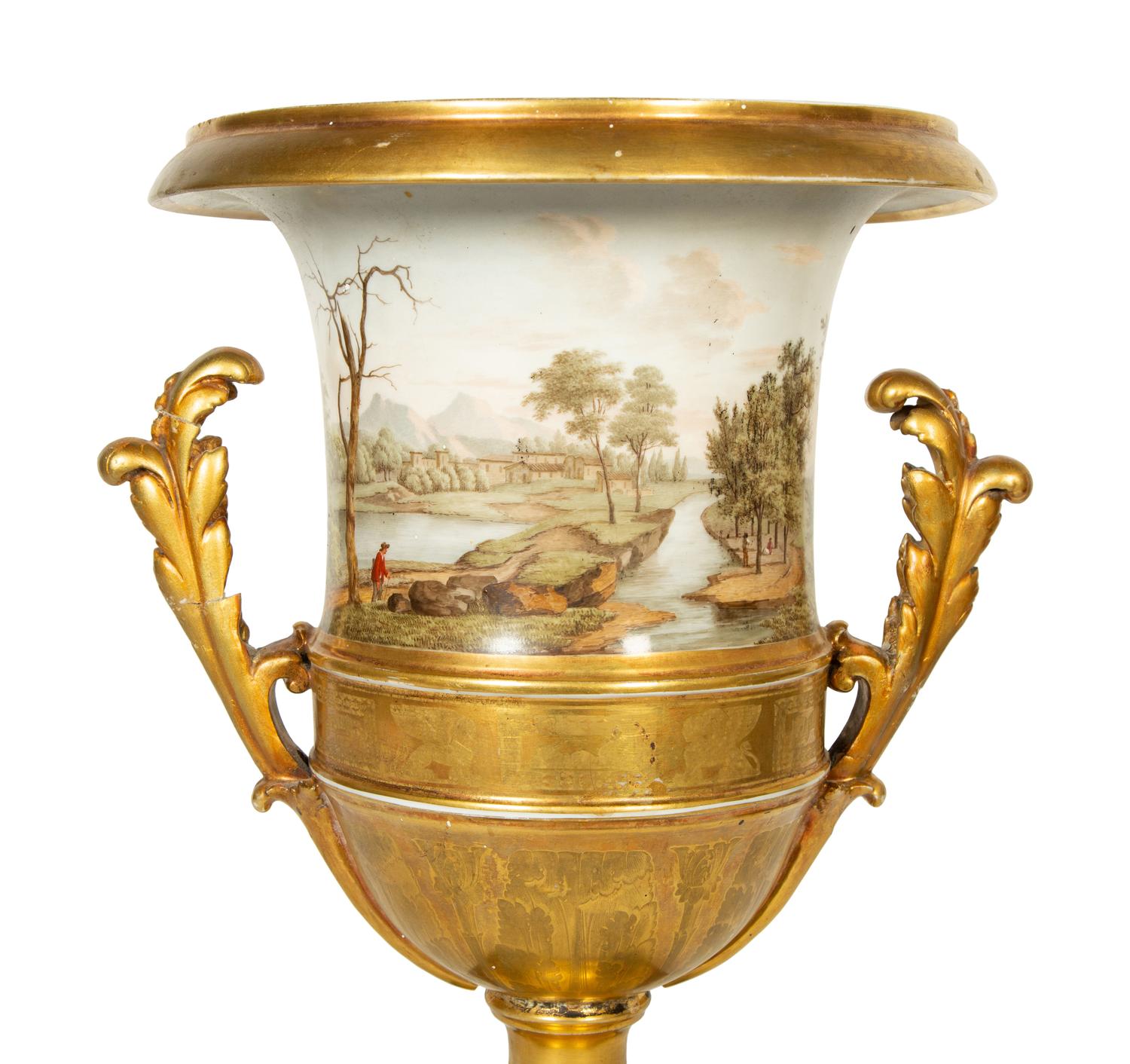 A Large English Porcelain Topographical Urn