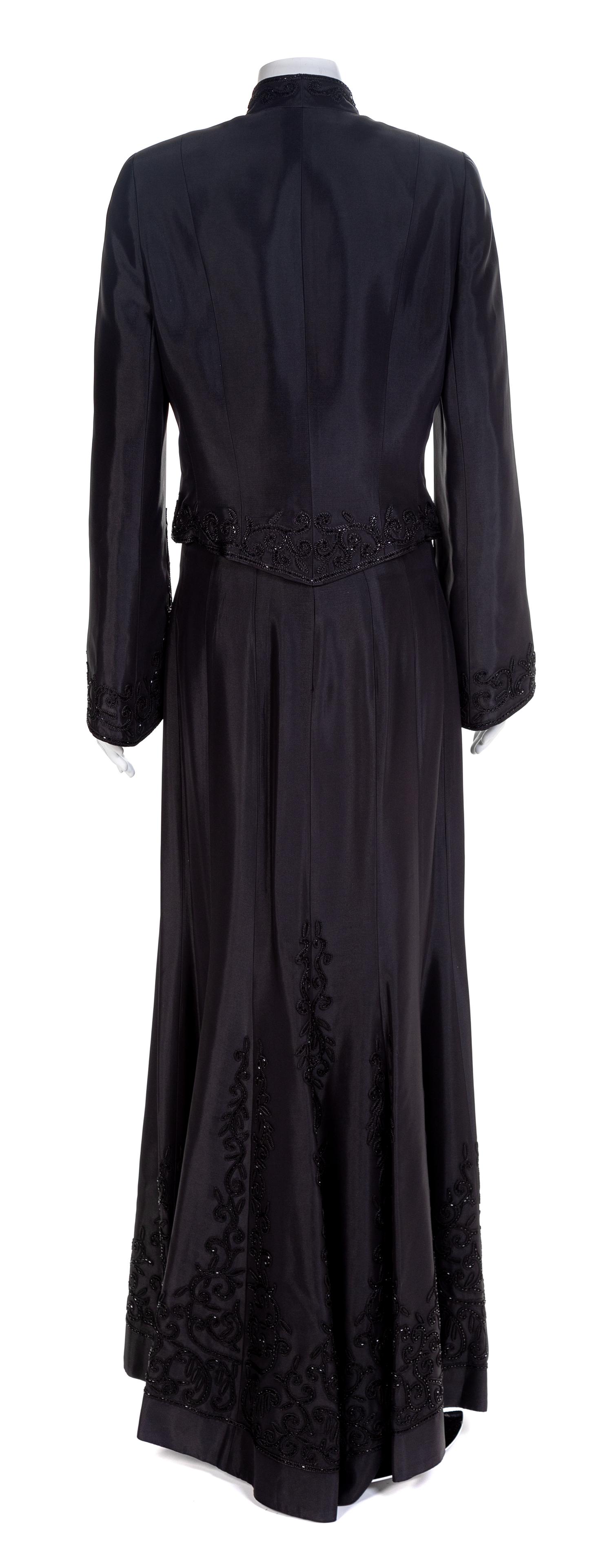 Carmen Marc Valvo Black Jacket and Skirt, 1990-2000s Jacket size label: 10; Skirt: no size label