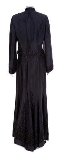 Carmen Marc Valvo Black Jacket and Skirt, 1990-2000s Jacket size label: 10; Skirt: no size label
