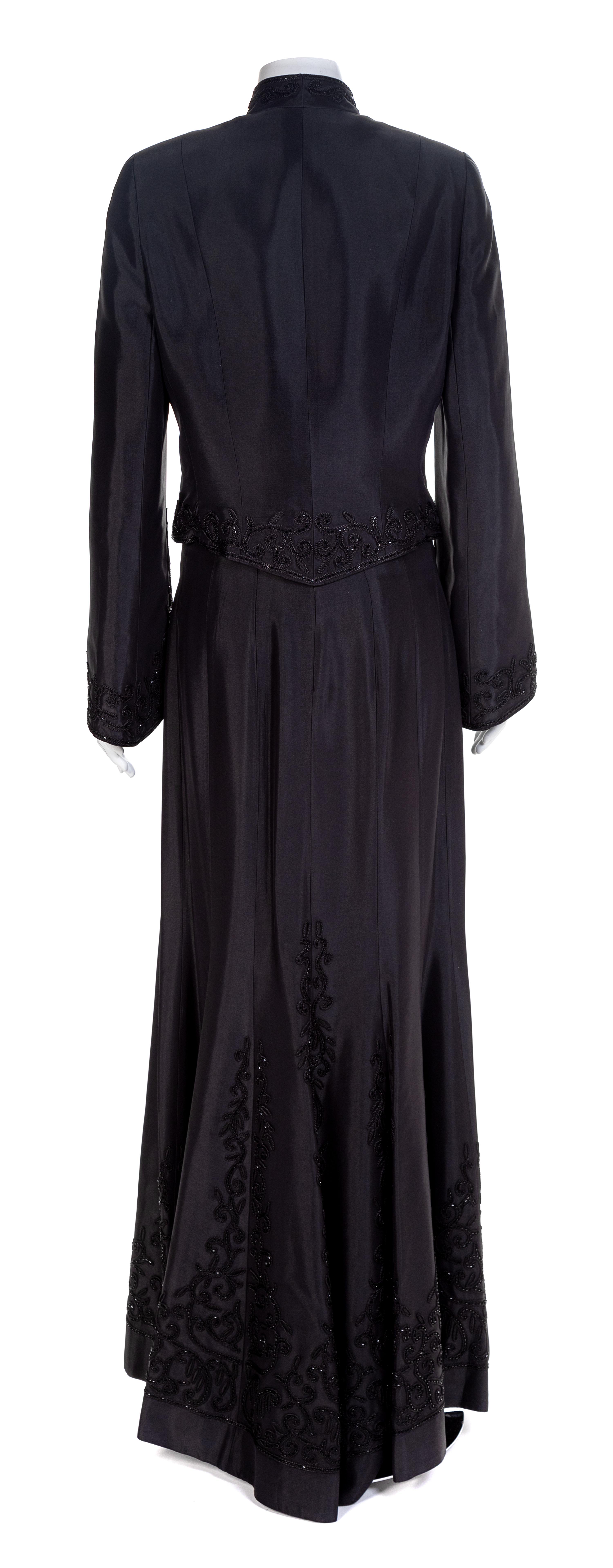 Carmen Marc Valvo Black Jacket and Skirt, 1990-2000s Jacket size label: 10; Skirt: no size label