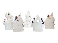 Four Staffordshire Glazed Figures and a Figural Watch Hutch