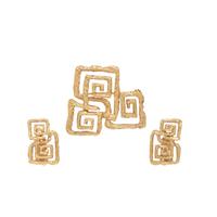 YELLOW GOLD BROOCH AND EARCLIP SET