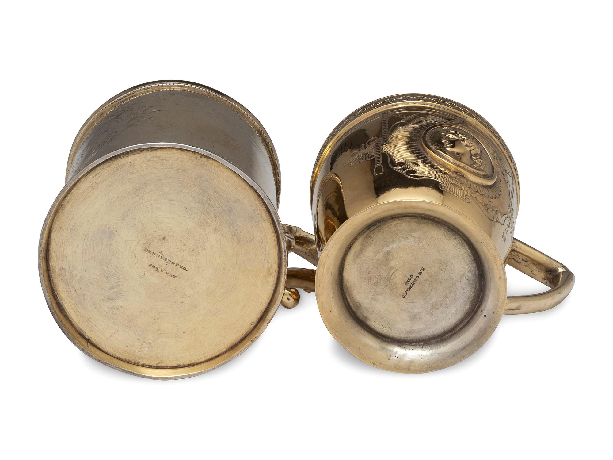 Two American Coin Silver-Gilt Mugs