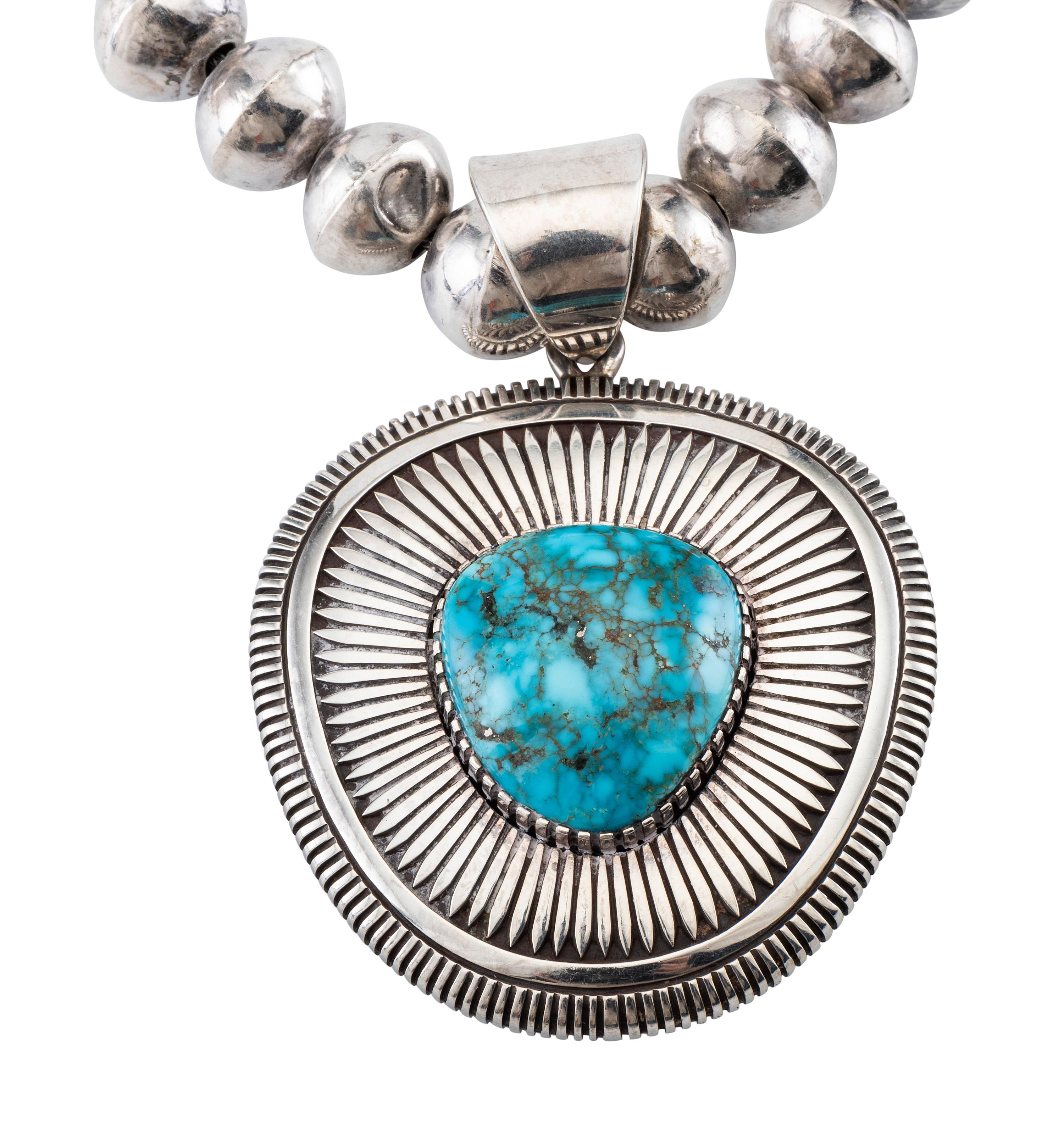 Sterling Silver and Lone Mountain Turquoise Necklace