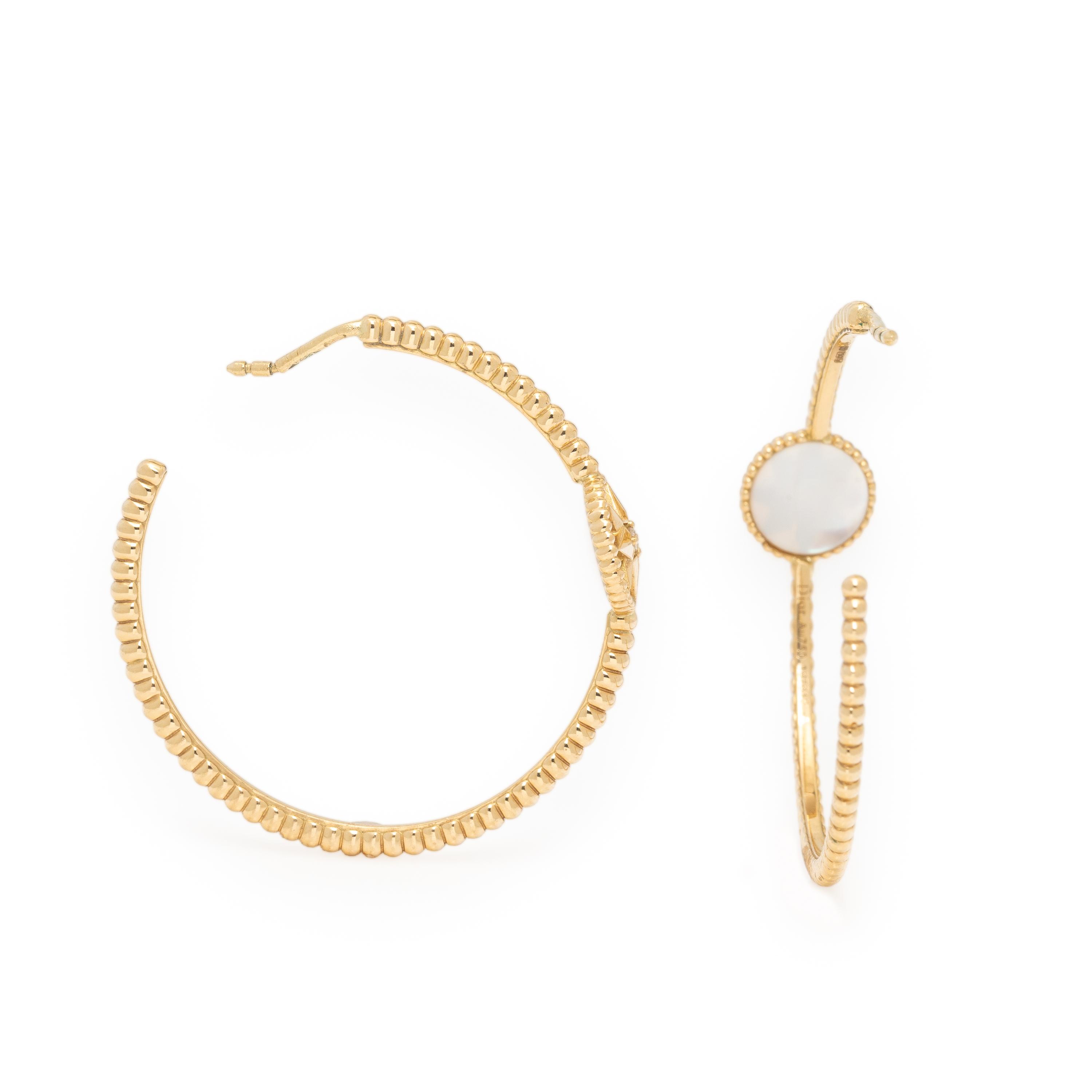 Dior, Yellow Gold, Mother-of-Pearl, and Diamond 'Rose des Vents' Hoop Earrings
