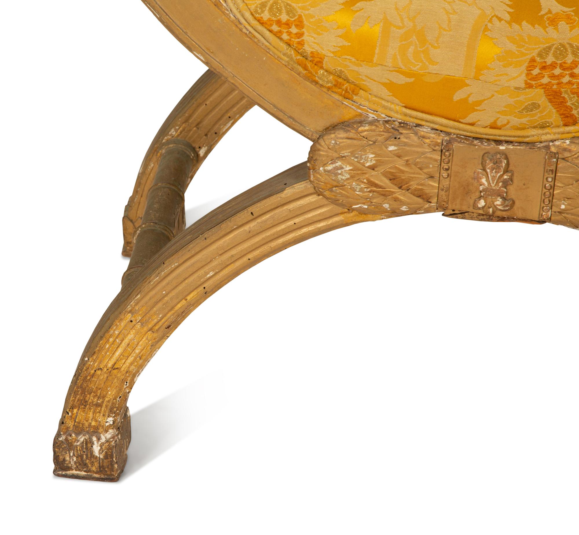 An Italian Giltwood Curule-Form Bench