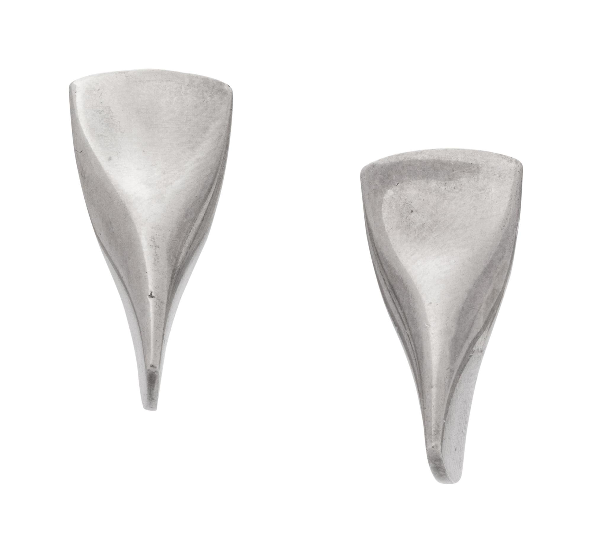 A Pair of Modernist Sterling Silver Earclips, Edvard Kindt-Larsen for Georg Jensen,