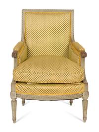 A Louis XVI Style Gray-Painted Beech Bergère