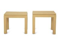 Two Similar Textured Wrap Side Tables in the Manner of Karl Springer