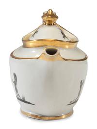 An English Porcelain Bat-Printed and Parcel Gilt Porcelain Tea Service