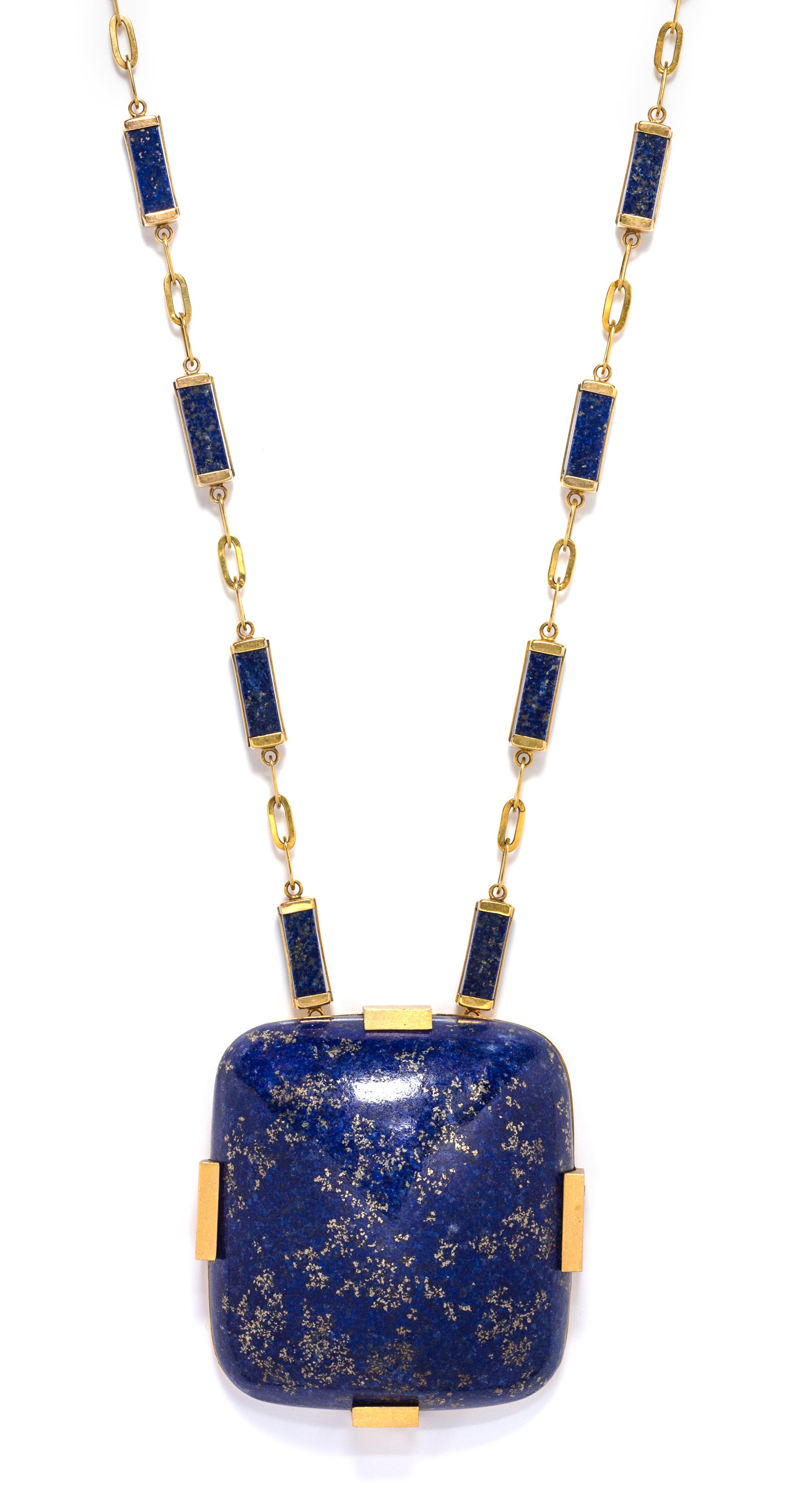 A Collection of Yellow Gold and Lapis Lazuli Jewelry, 204.50 dwts.