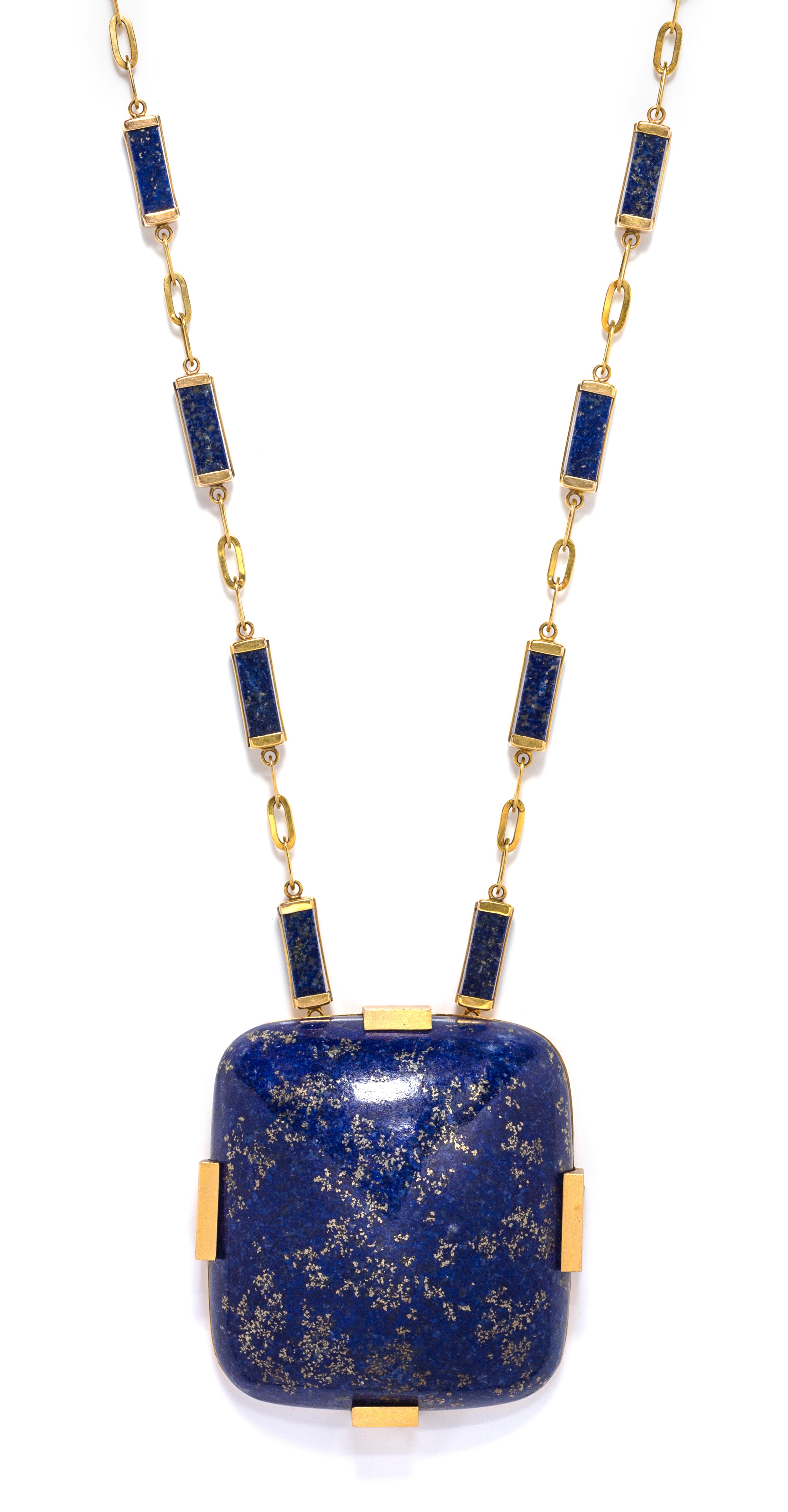 A Collection of Yellow Gold and Lapis Lazuli Jewelry, 204.50 dwts.