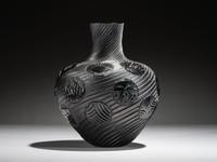 Micaceous Blackware Swirling Pottery Jar, Collaboration