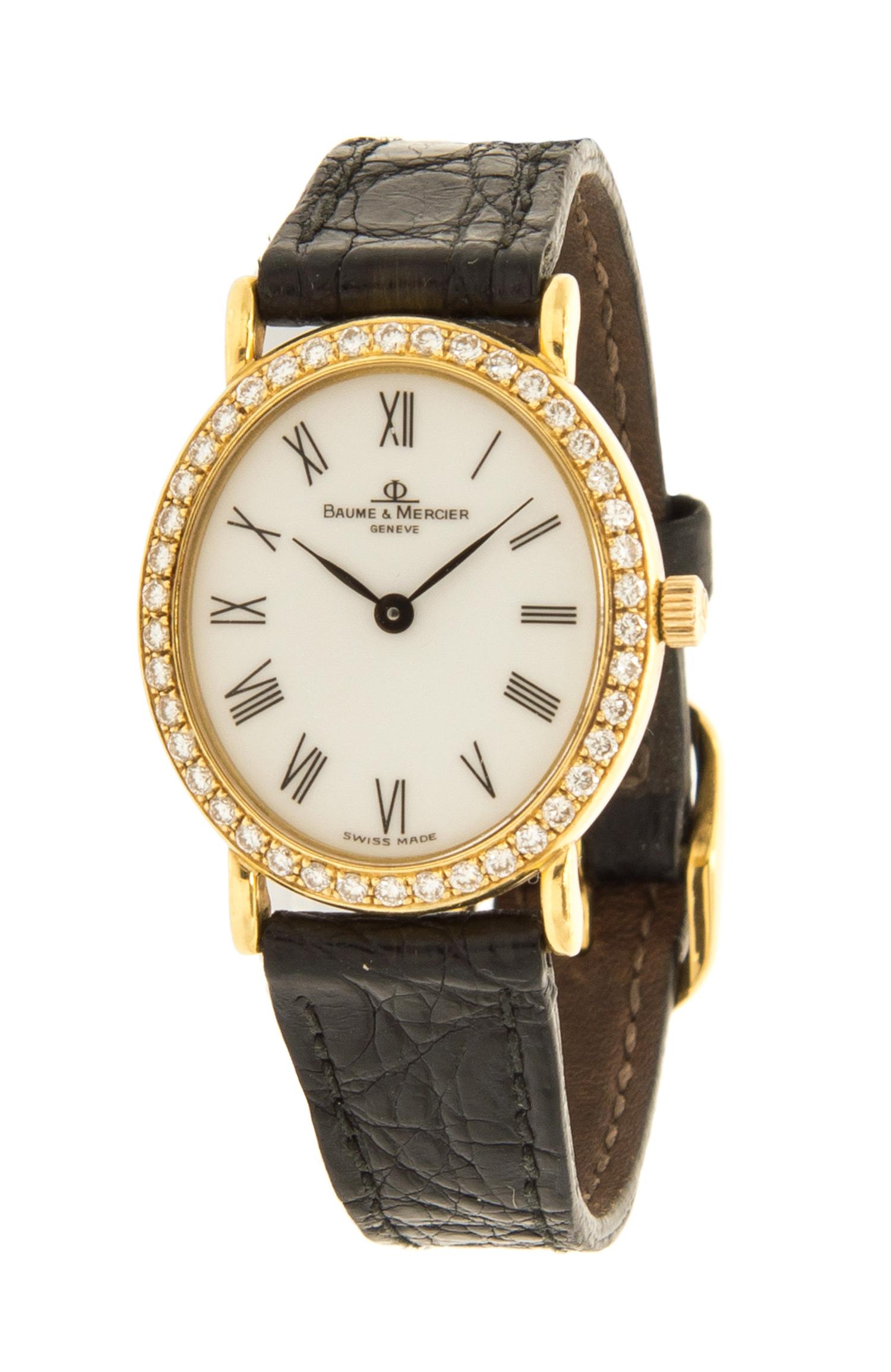 An 18 Karat Yellow Gold and Diamond Wristwatch, Baume & Mercier,
