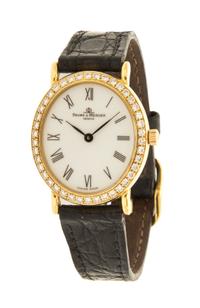 An 18 Karat Yellow Gold and Diamond Wristwatch, Baume & Mercier,
