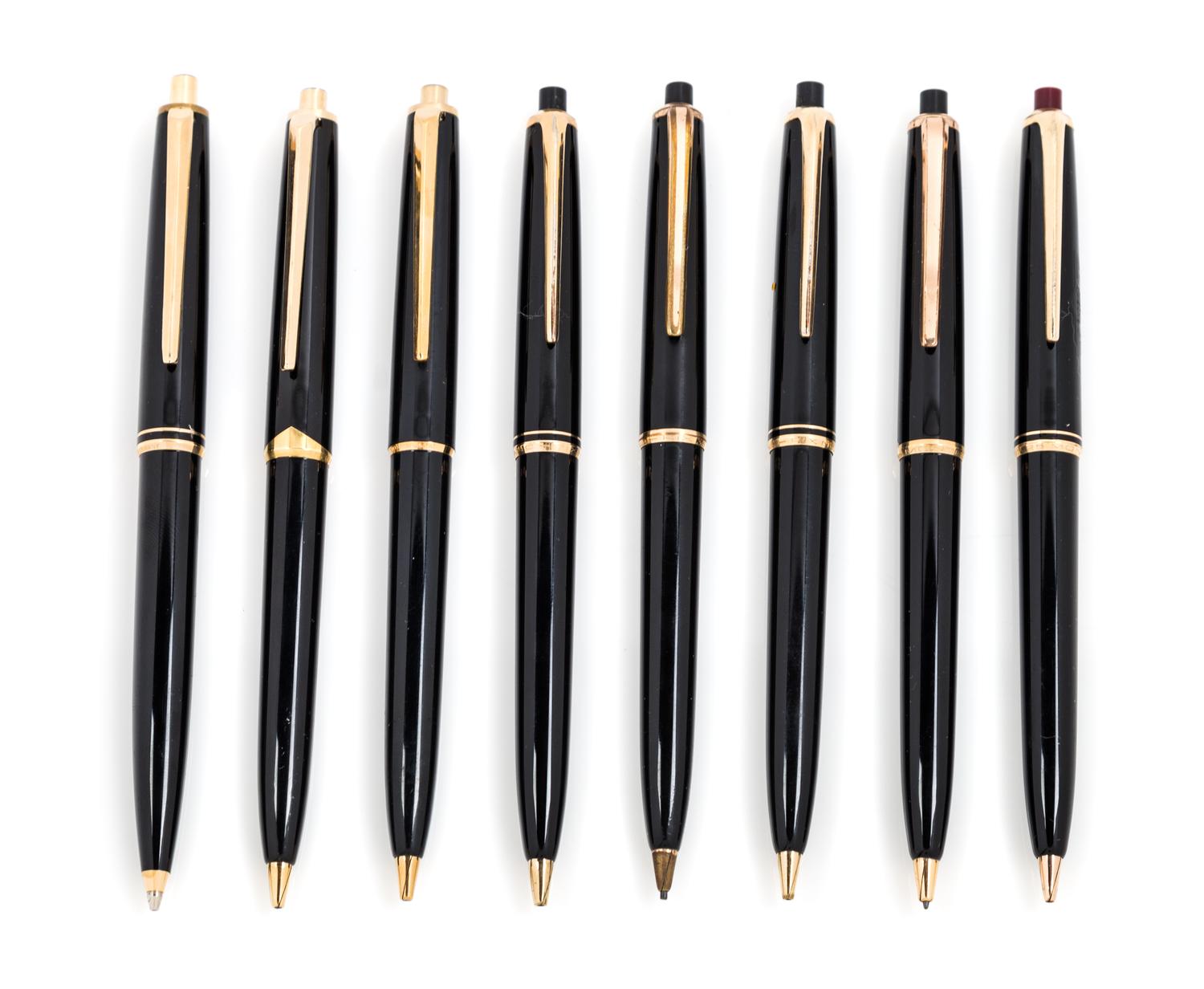 A Collection of Eight Montblanc Mechanical Pencils Length of longest 5 3/8 inches.
