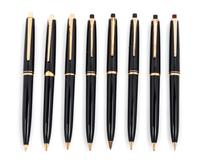 A Collection of Eight Montblanc Mechanical Pencils Length of longest 5 3/8 inches.