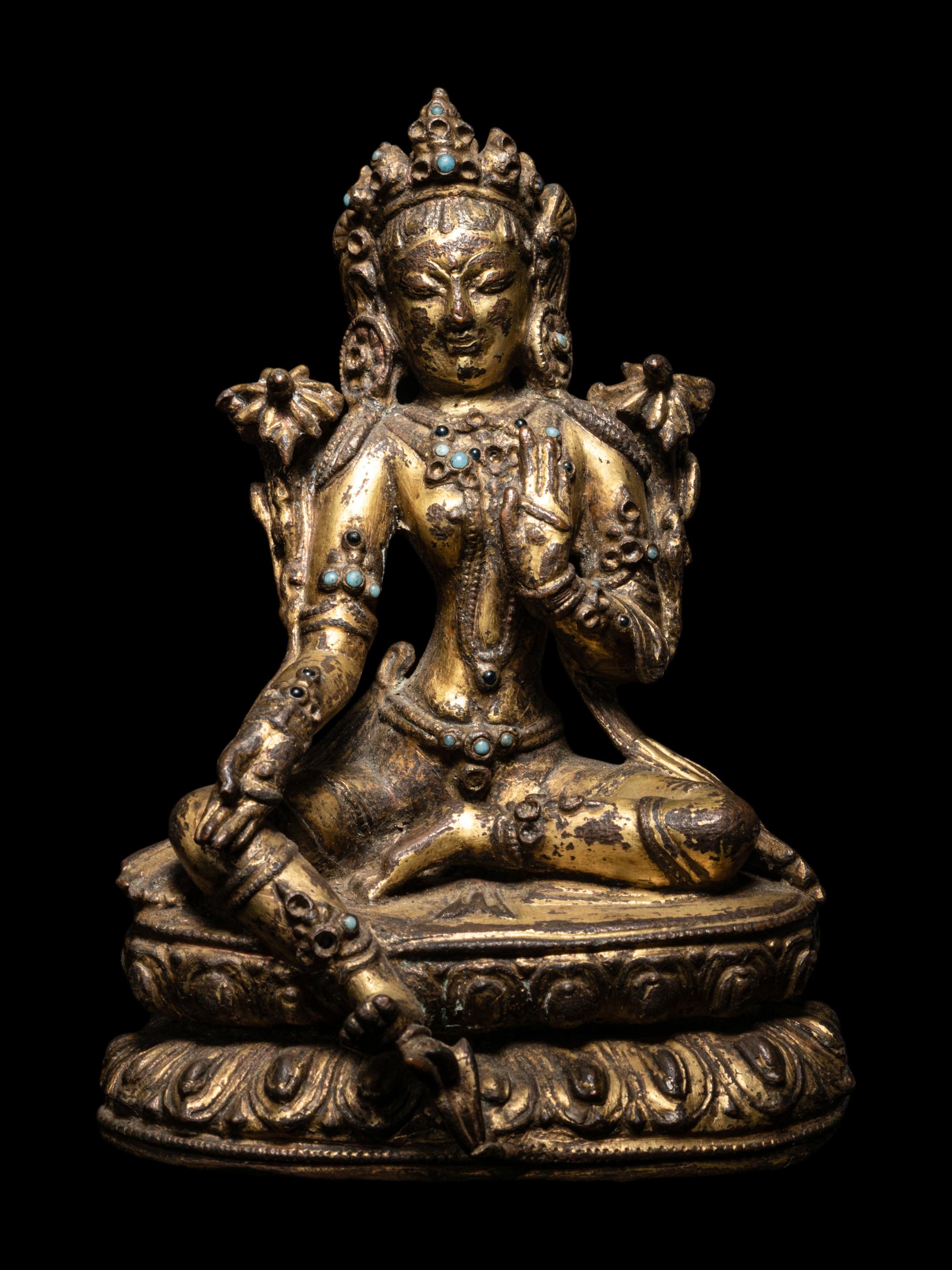 A Tibetan Gilt Bronze Seated Figure of Tara
