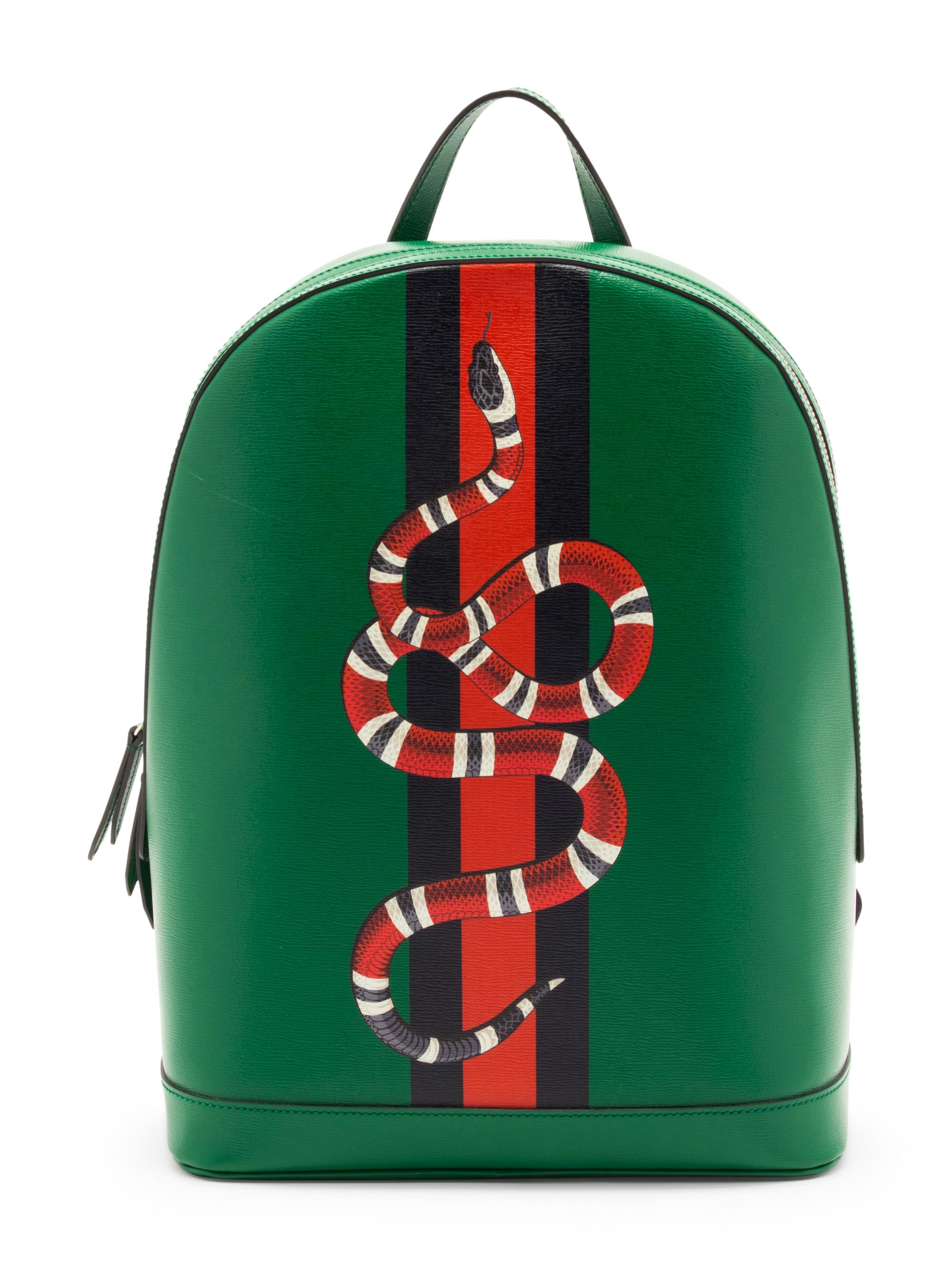 Gucci Limited Edition Backpack in Green Leather with Kingsnake Print, Alessandro Michele, Autumn Winter Precollection 2017