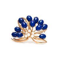 GUMP'S, LAPIS LAZULI AND CULTURED PEARL BROOCH