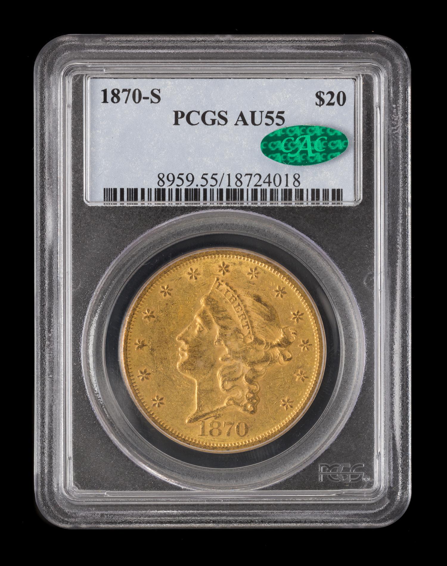 A United States 1870-S Liberty Head $20 Gold Coin