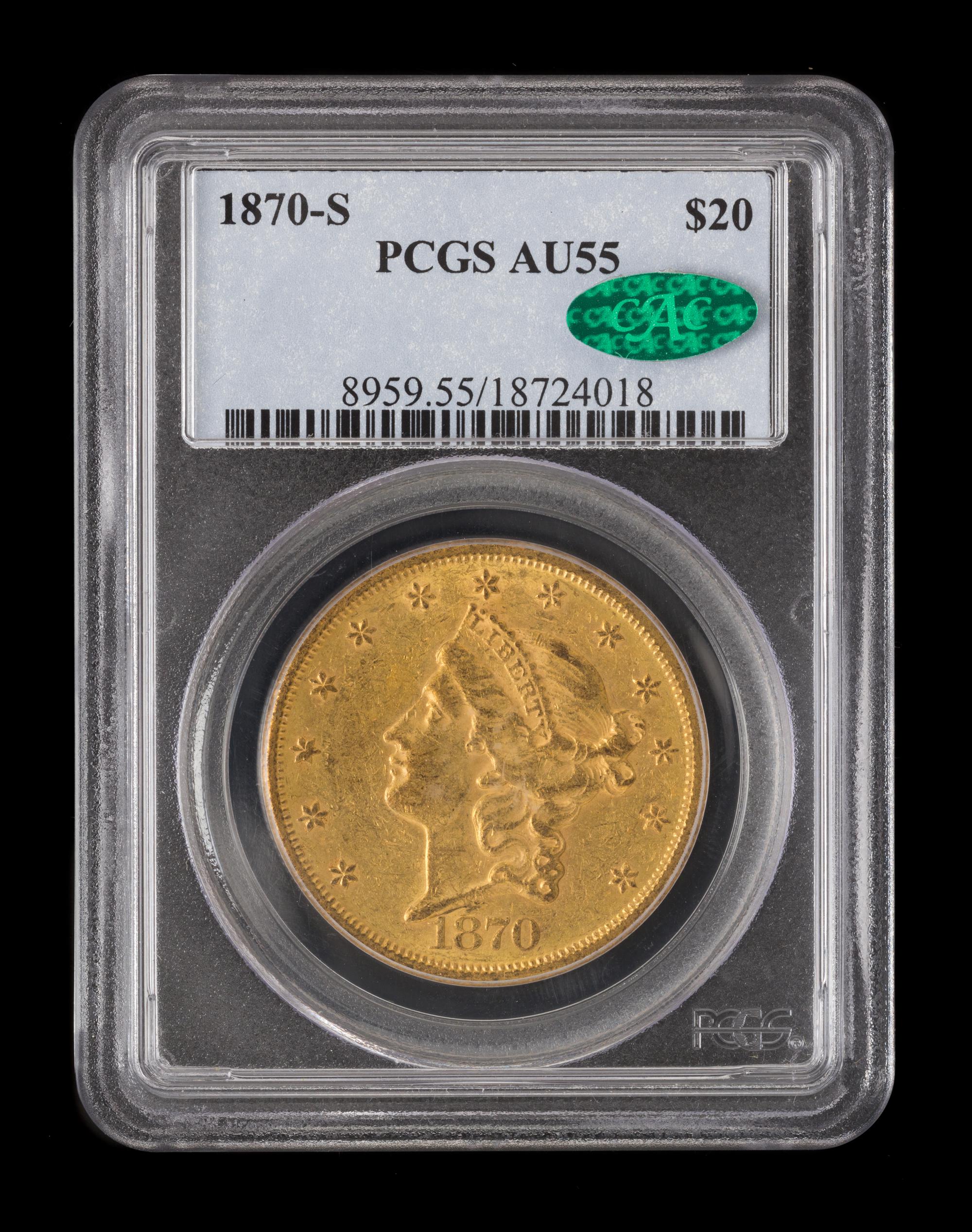 A United States 1870-S Liberty Head $20 Gold Coin