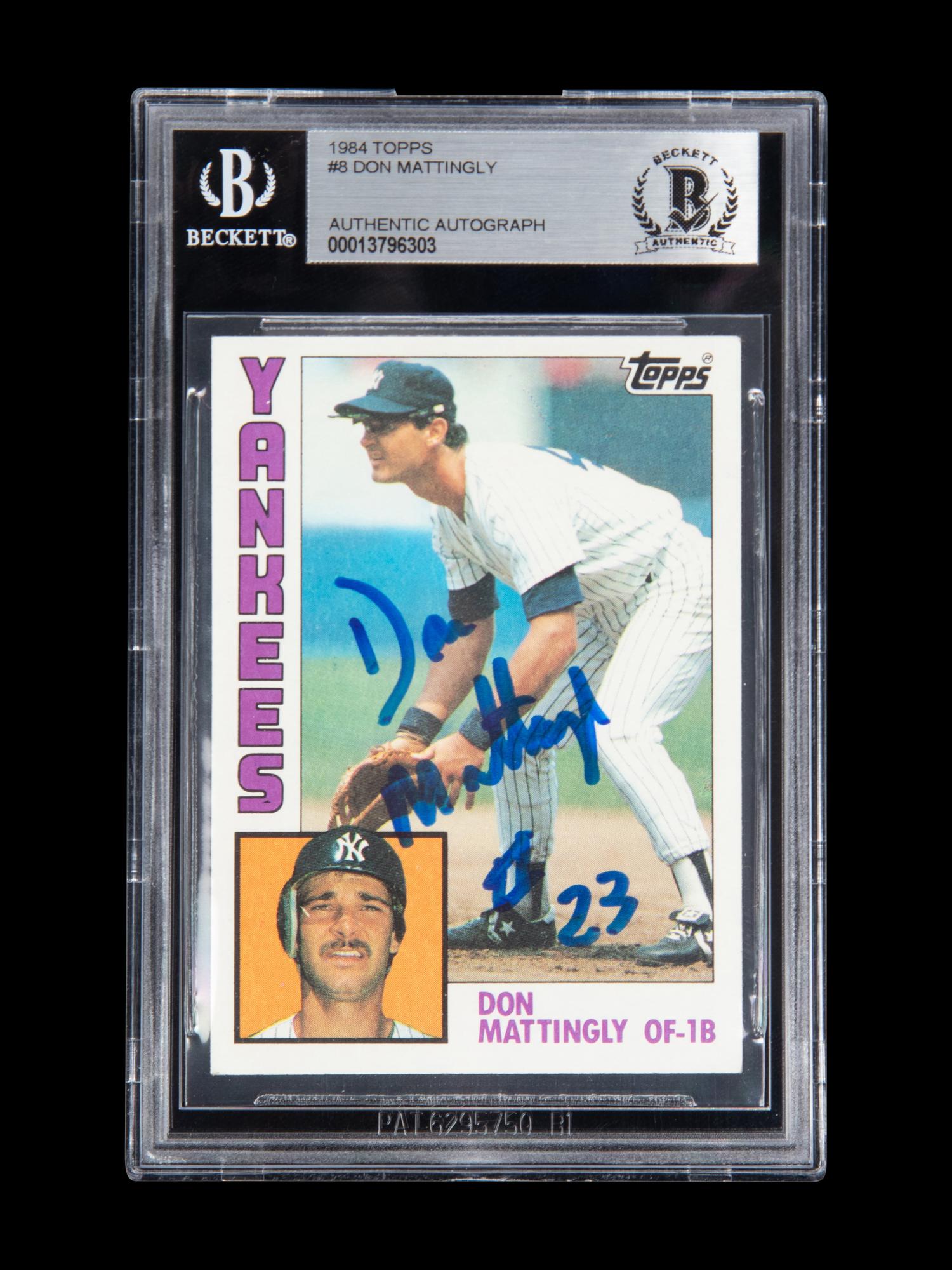 A 1984 Topps Don Mattingly Signed Autograph Rookie Baseball Card No. 8 (Beckett Authentication Services BAS Certified)