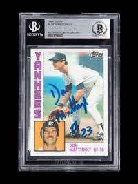 A 1984 Topps Don Mattingly Signed Autograph Rookie Baseball Card No. 8 (Beckett Authentication Services BAS Certified)