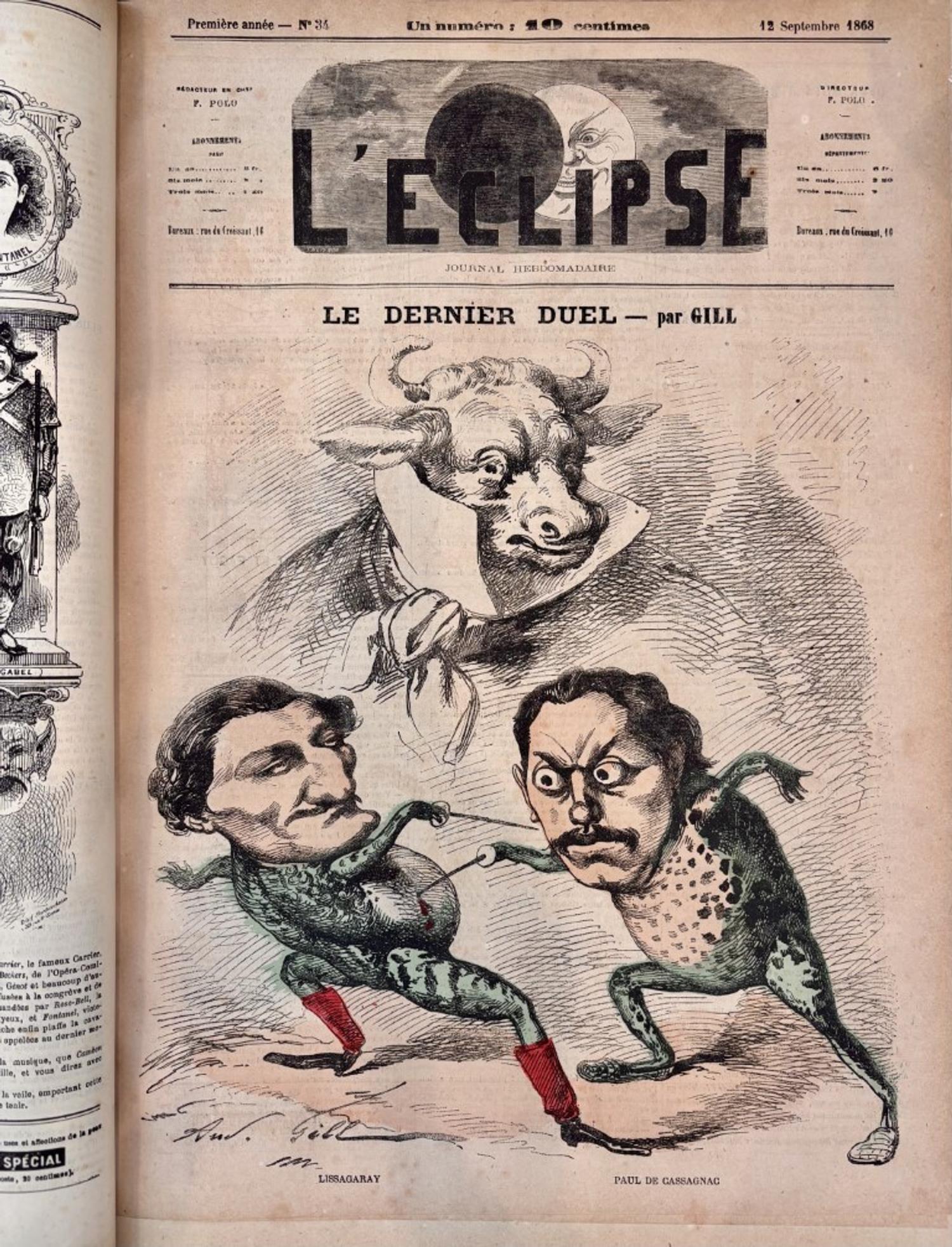 L'Eclipse Satirical Weekly Journal Bound in 3 Folios, Illustrations by Andre Gill