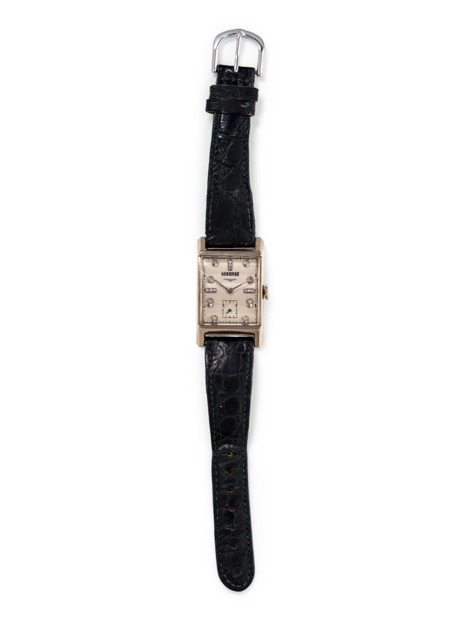 LONGINES, 14K WHITE GOLD AND DIAMOND WRISTWATCH