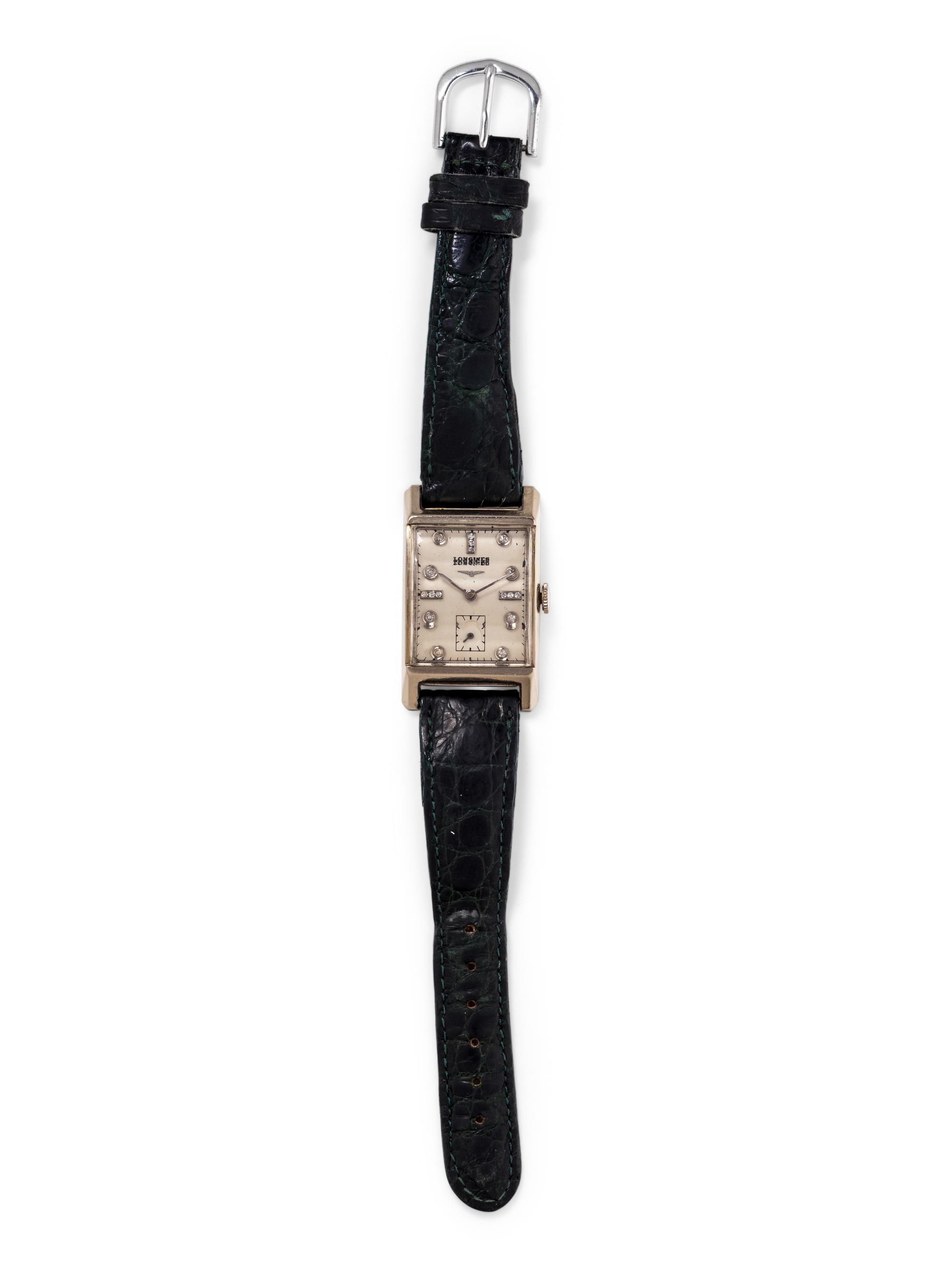 LONGINES, 14K WHITE GOLD AND DIAMOND WRISTWATCH