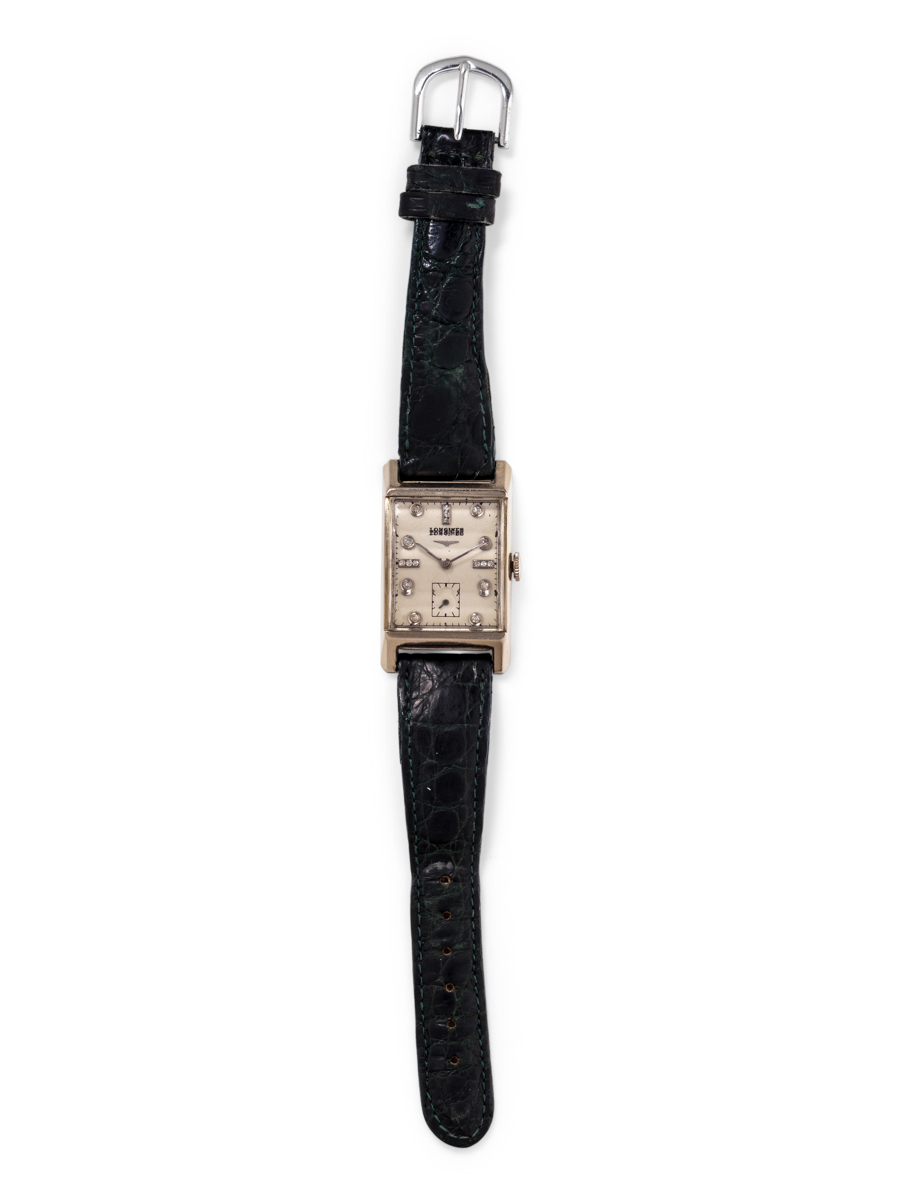 LONGINES, 14K WHITE GOLD AND DIAMOND WRISTWATCH
