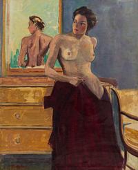 Untitled (Draped Nude in Front of Mirror)