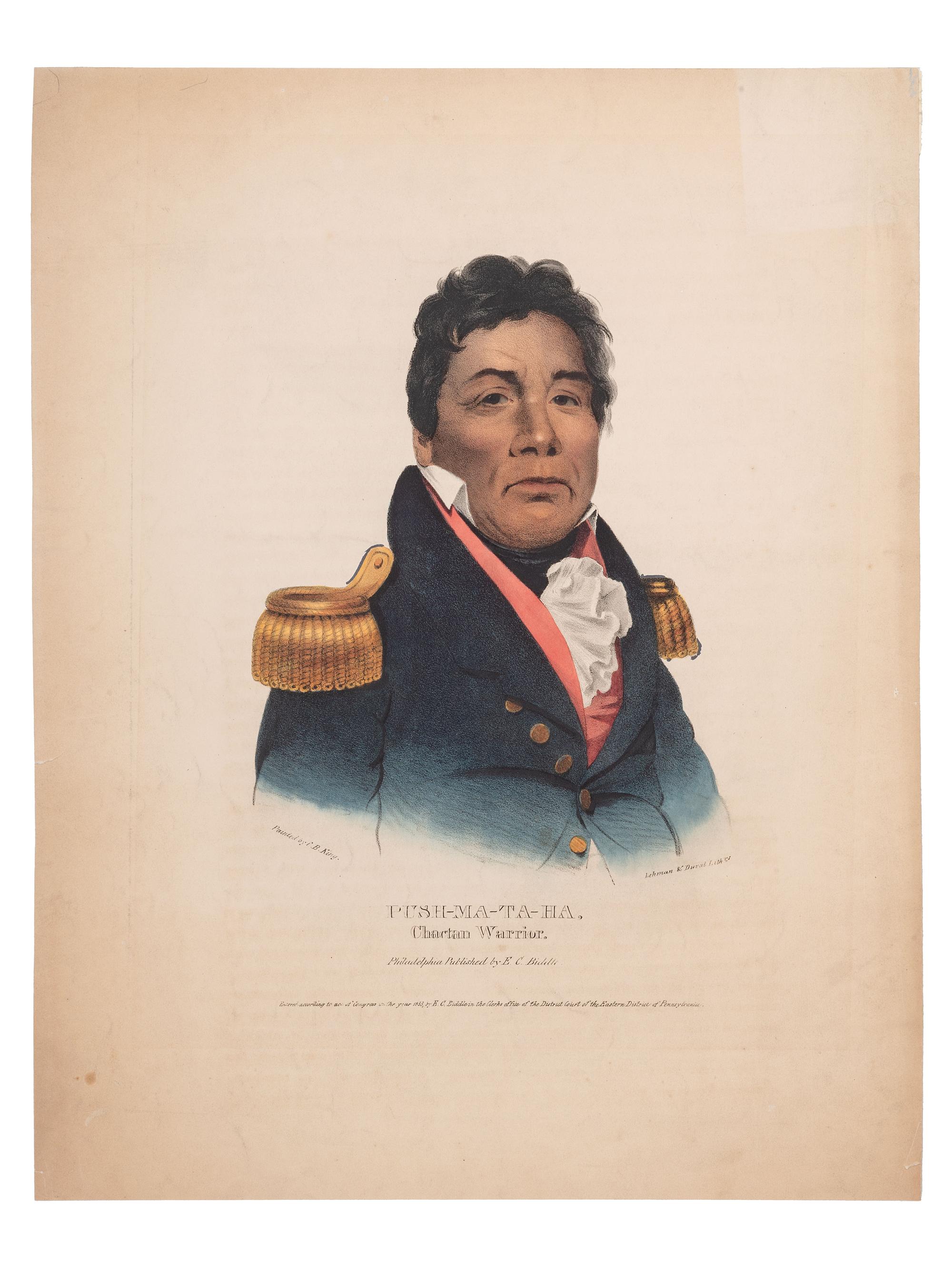 [McKENNEY & HALL]. A group of 3 large folio hand-colored lithographs of Chocktaw, Uchee, and Seminole. 1833-1838.