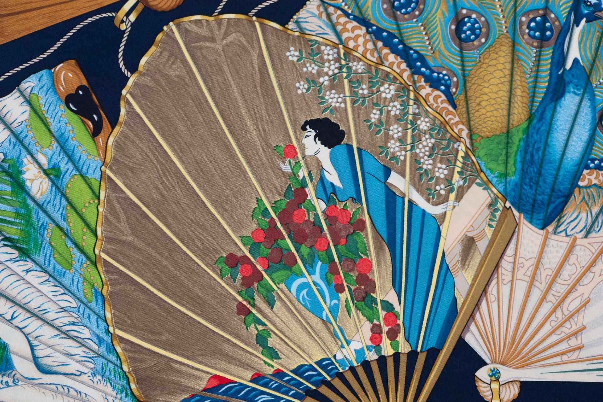 Five Designer Silk Scarves: Two Hermès, Gucci, Bottega Veneta, Pierre Cardin