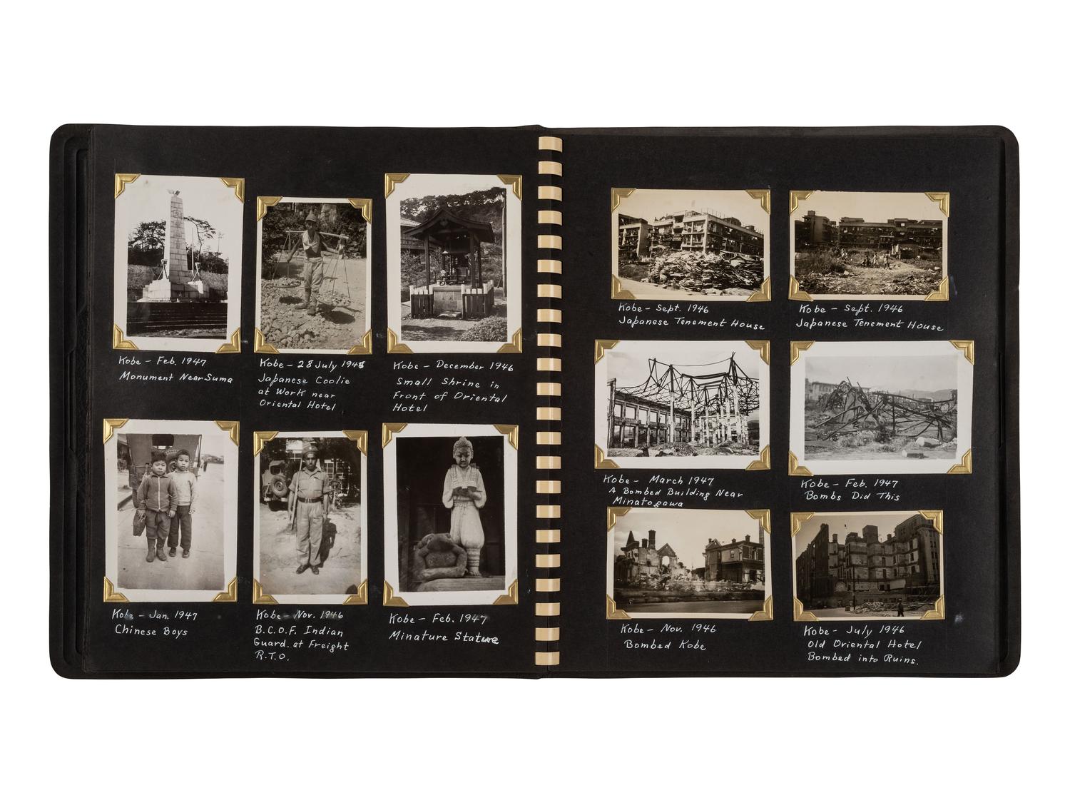 [WORLD WAR II]. Captain Van Voorhis collection, including photographs demonstrating the aftereffects of the atomic bomb and the reconstruction and occupation of Japan. Ca 1945-1947.