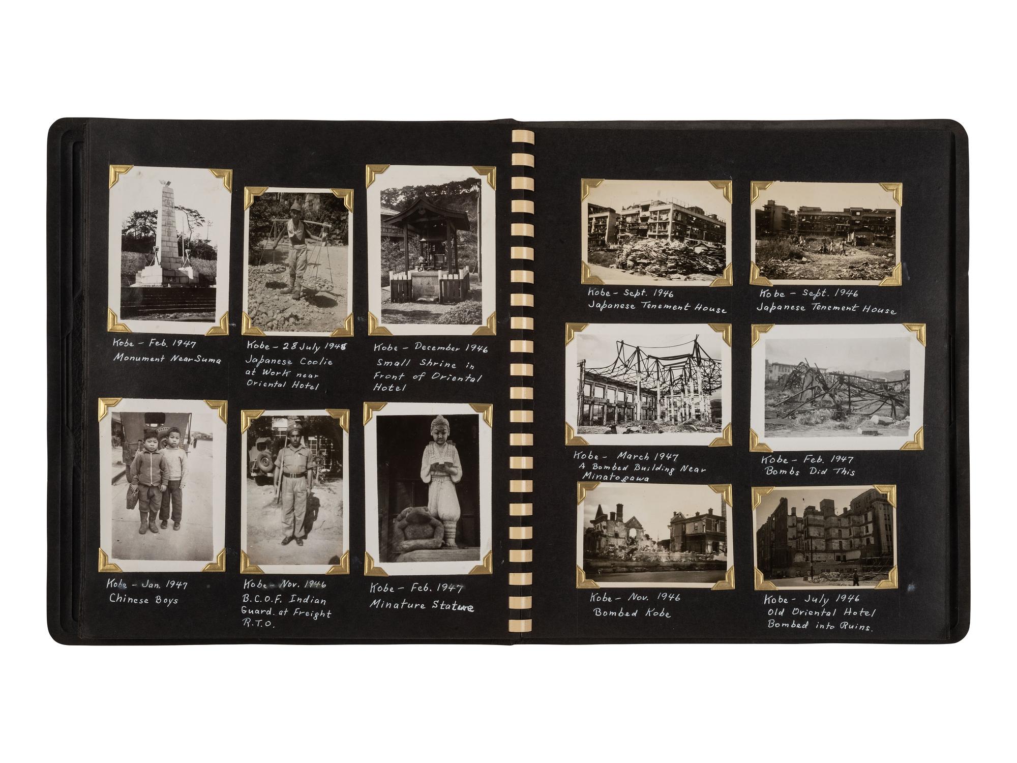 [WORLD WAR II]. Captain Van Voorhis collection, including photographs demonstrating the aftereffects of the atomic bomb and the reconstruction and occupation of Japan. Ca 1945-1947.