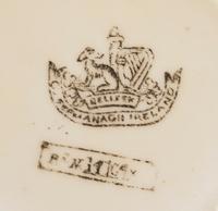 A Belleek Fan Tea Service, Width of teapot 8 1/2 inches.