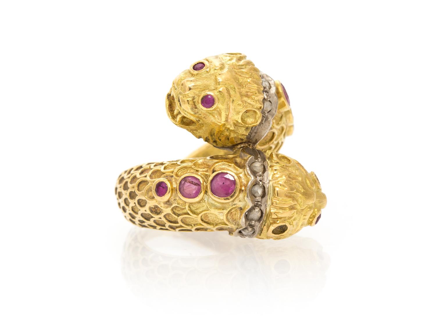 An 18 Karat Yellow Gold, Ruby and Diamond Ring, Lalaounis, 10.30 dwts.