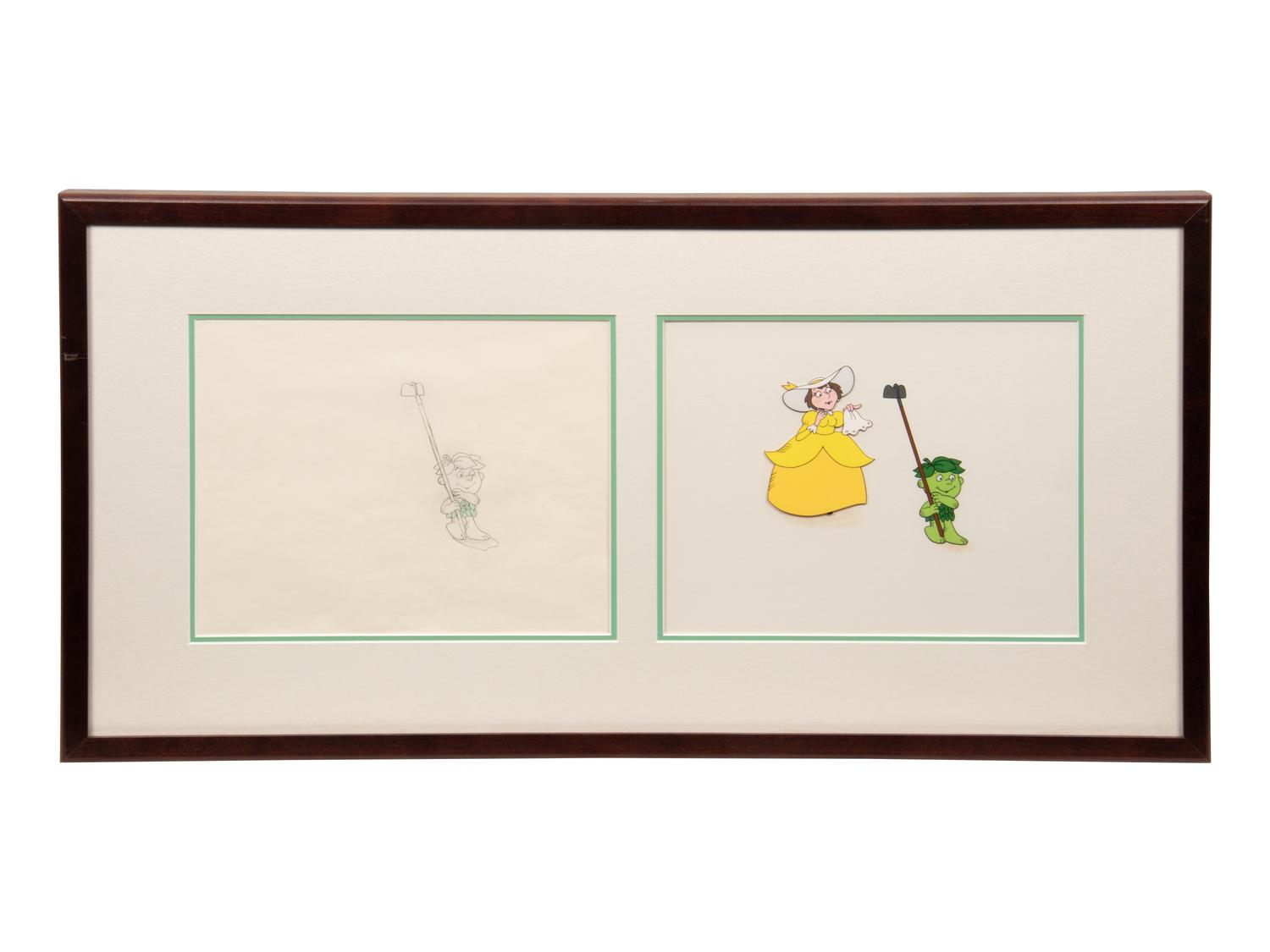 Green Giant Sprout TV Commercial Production Cel and Animation Drawing.