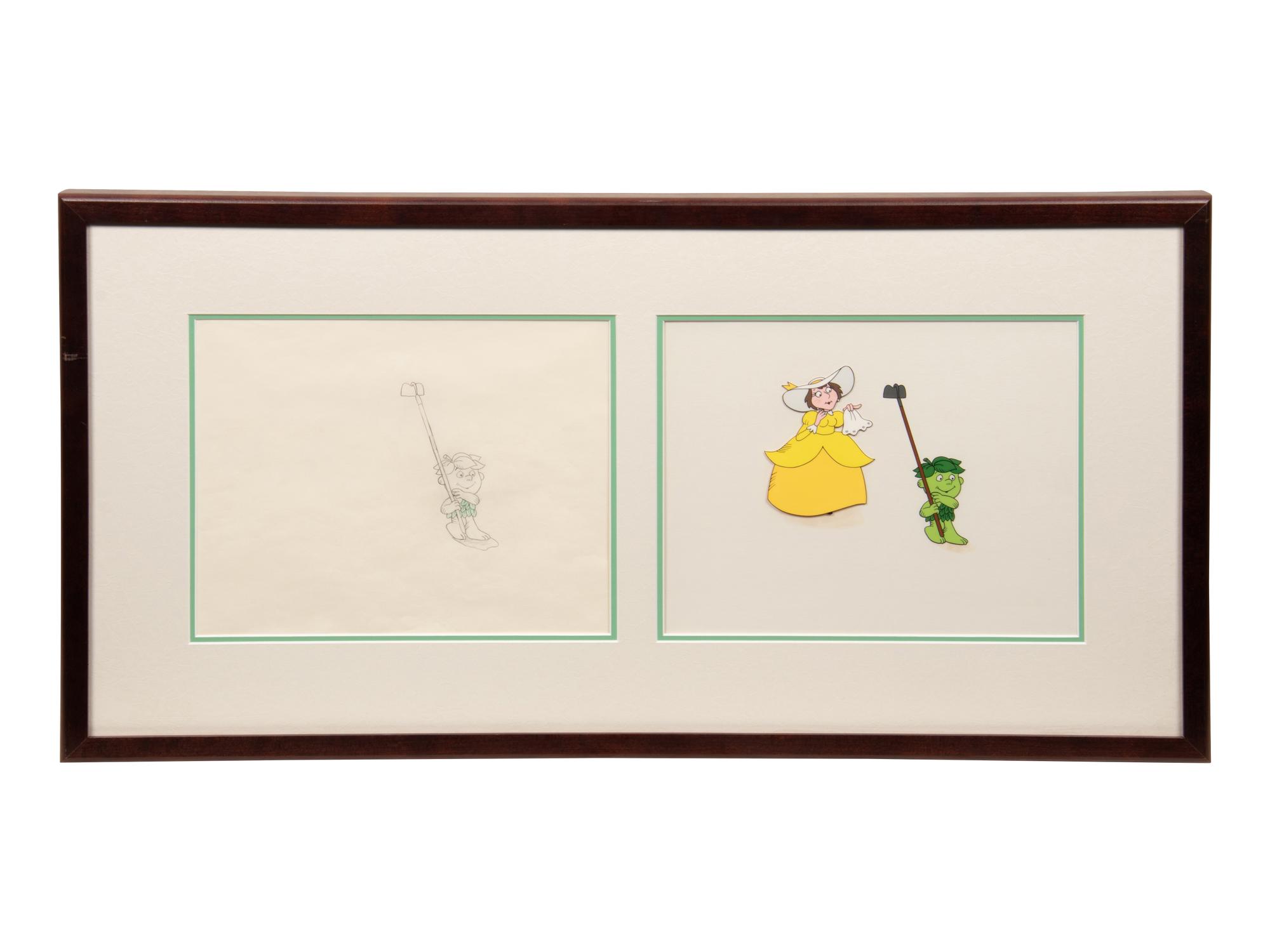 Green Giant Sprout TV Commercial Production Cel and Animation Drawing.