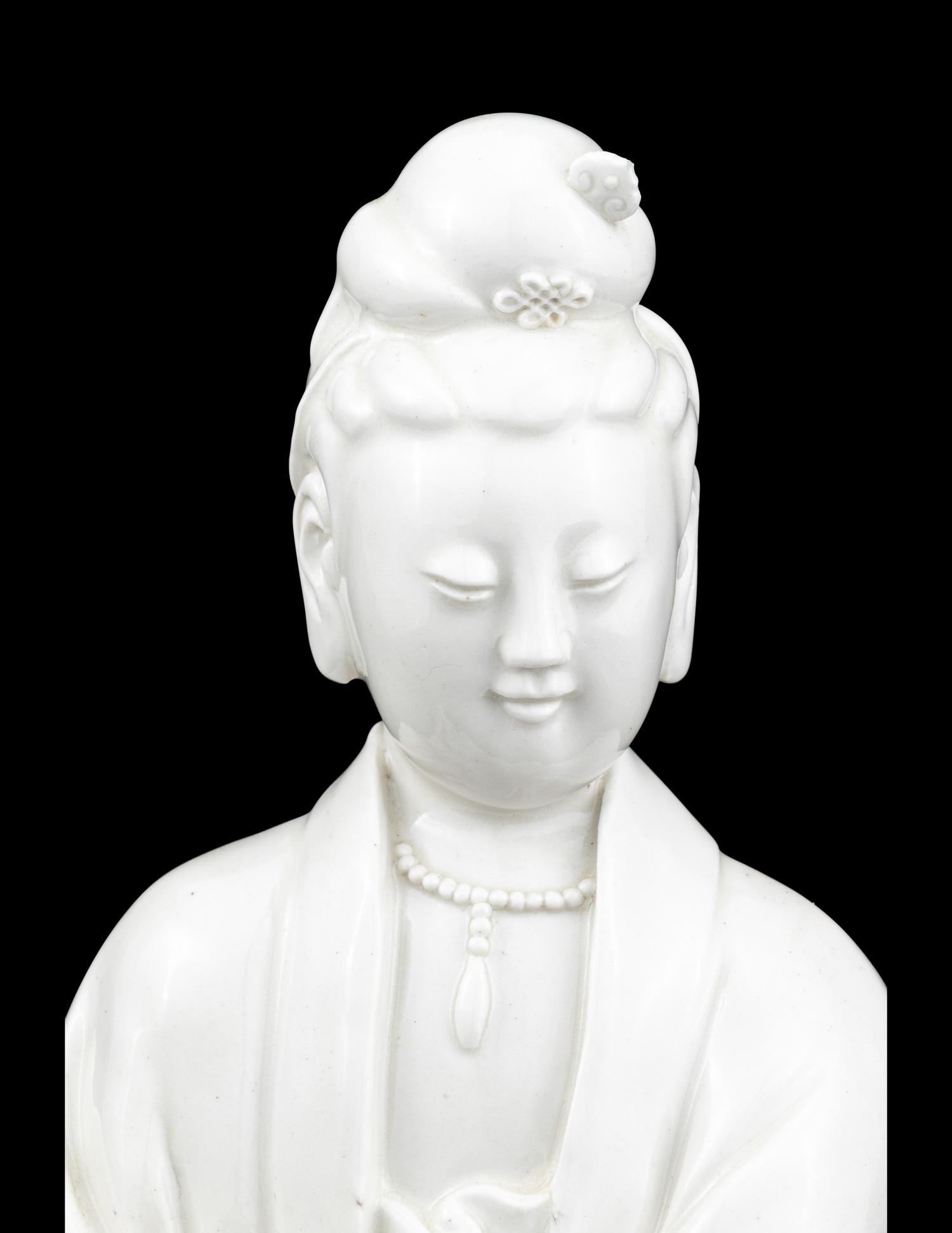 Three Chinese Blanc-de-Chine Porcelain Figures