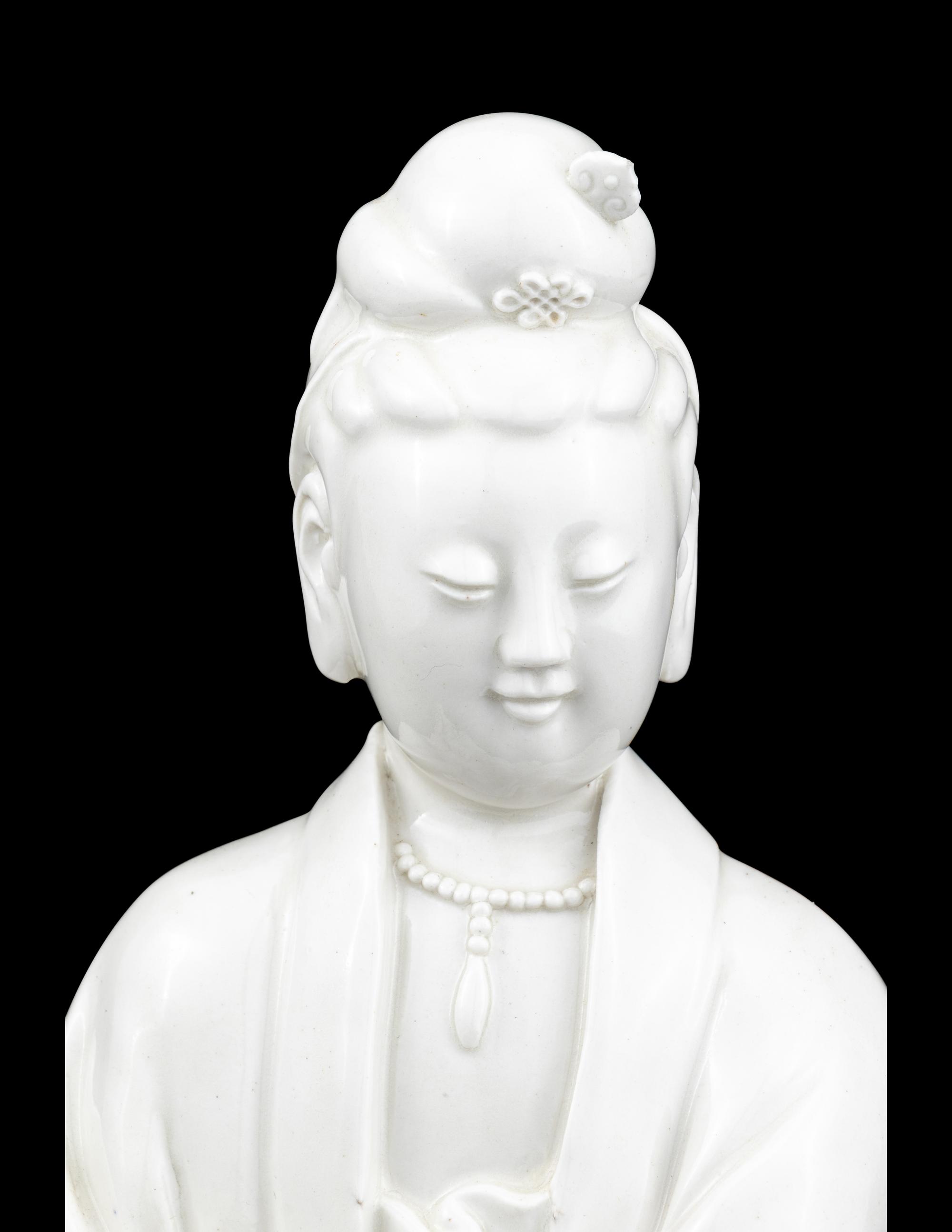 Three Chinese Blanc-de-Chine Porcelain Figures