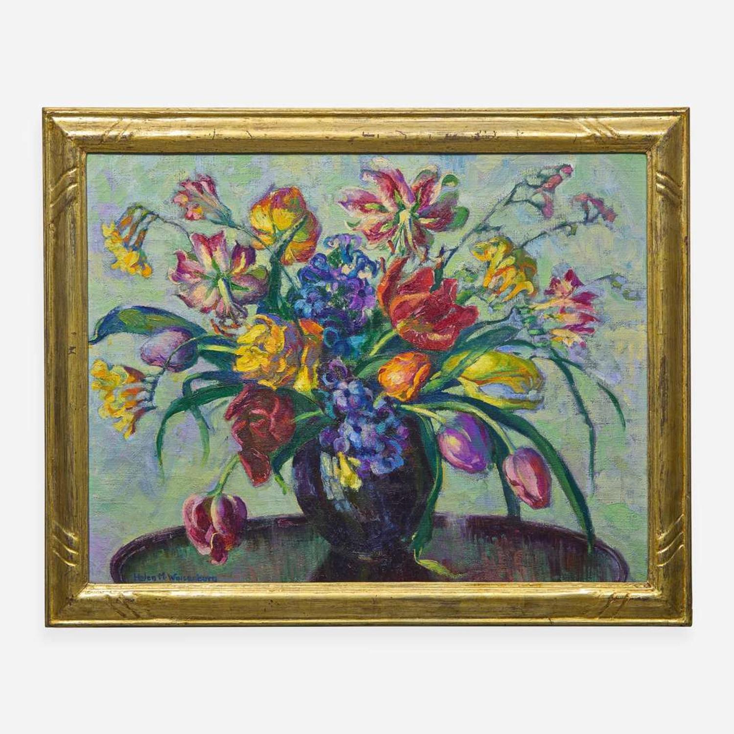 Helen Elizabeth Mills Weisenburg (American, 1885-1943) Still Life with Tulips on a Tabletop