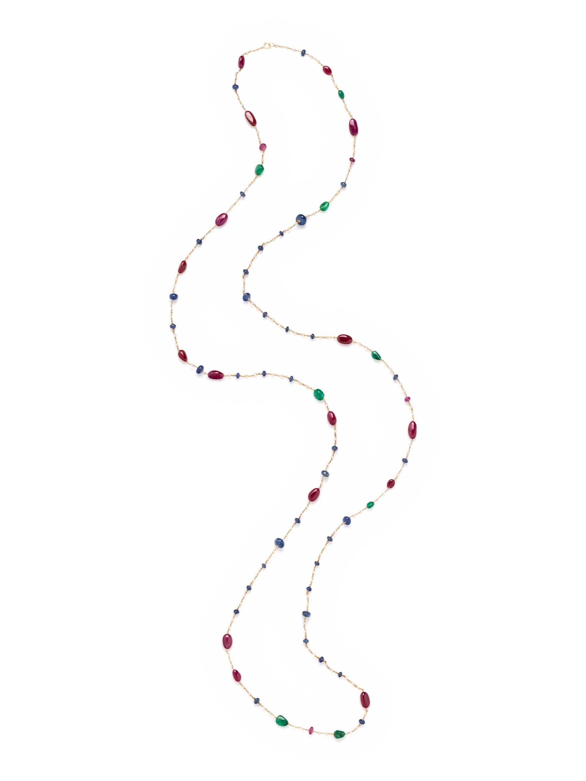 MULTIGEM AND CULTURED PEARL NECKLACE